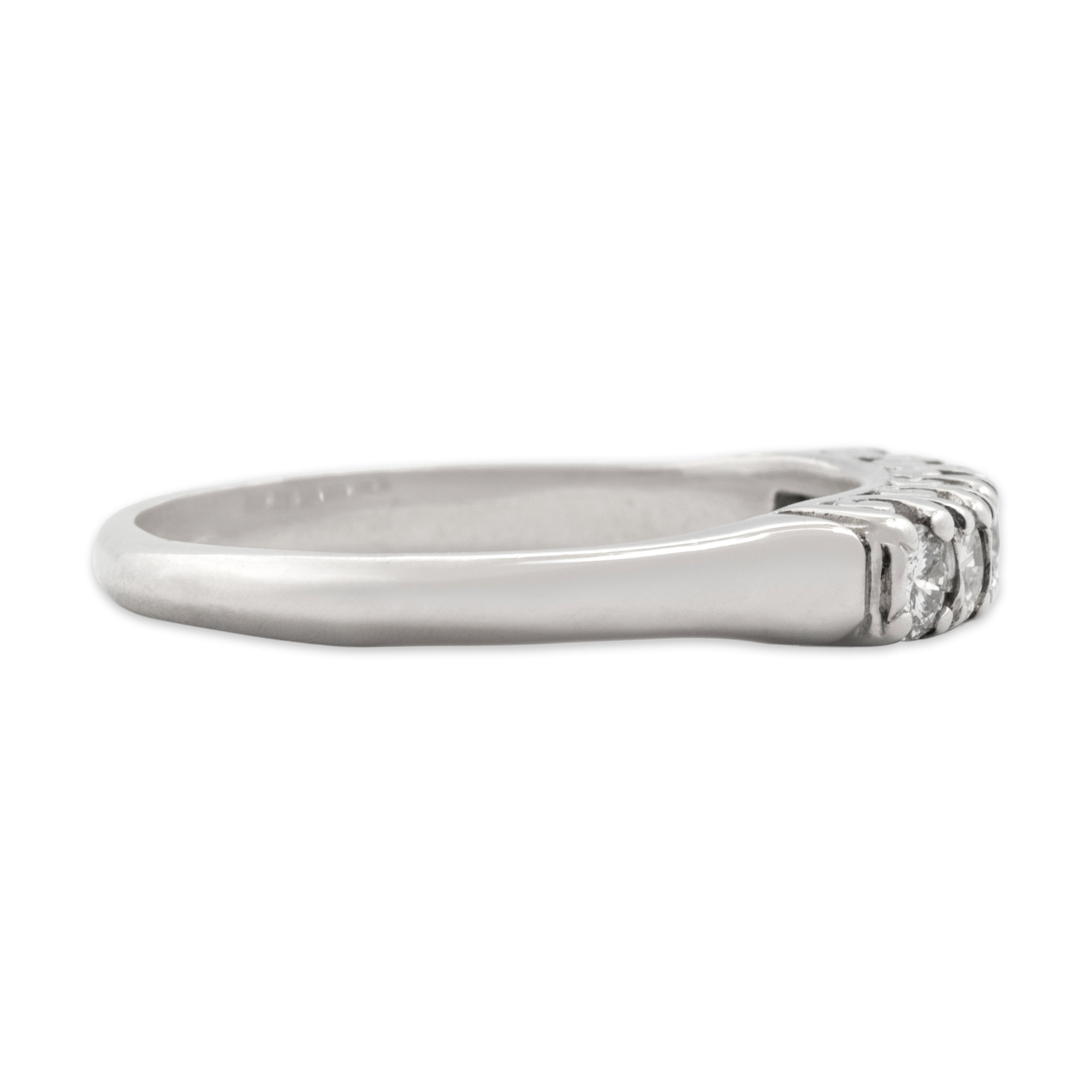 Vintage 14k White Gold Diamond Classic Line Scroll Detail Band Ring - Side view