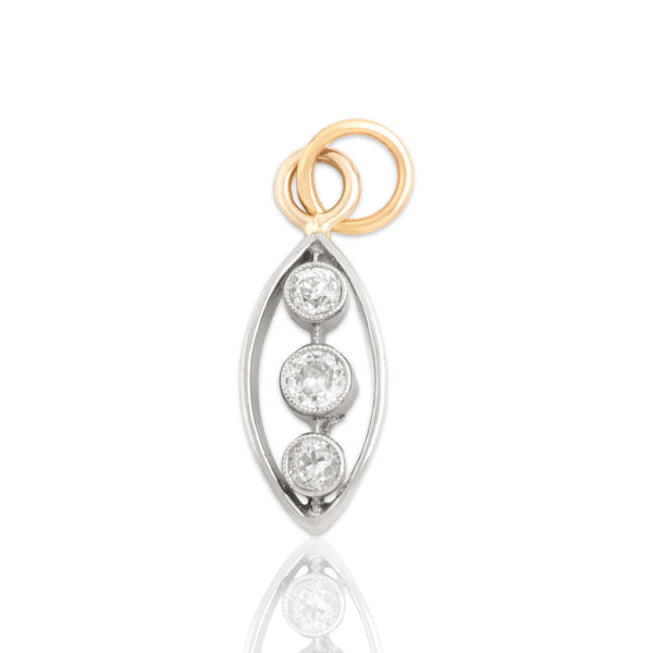 Antique Art Deco Platinum & 14k Yellow Gold Old Mine Cut Diamond Charm / Pendant