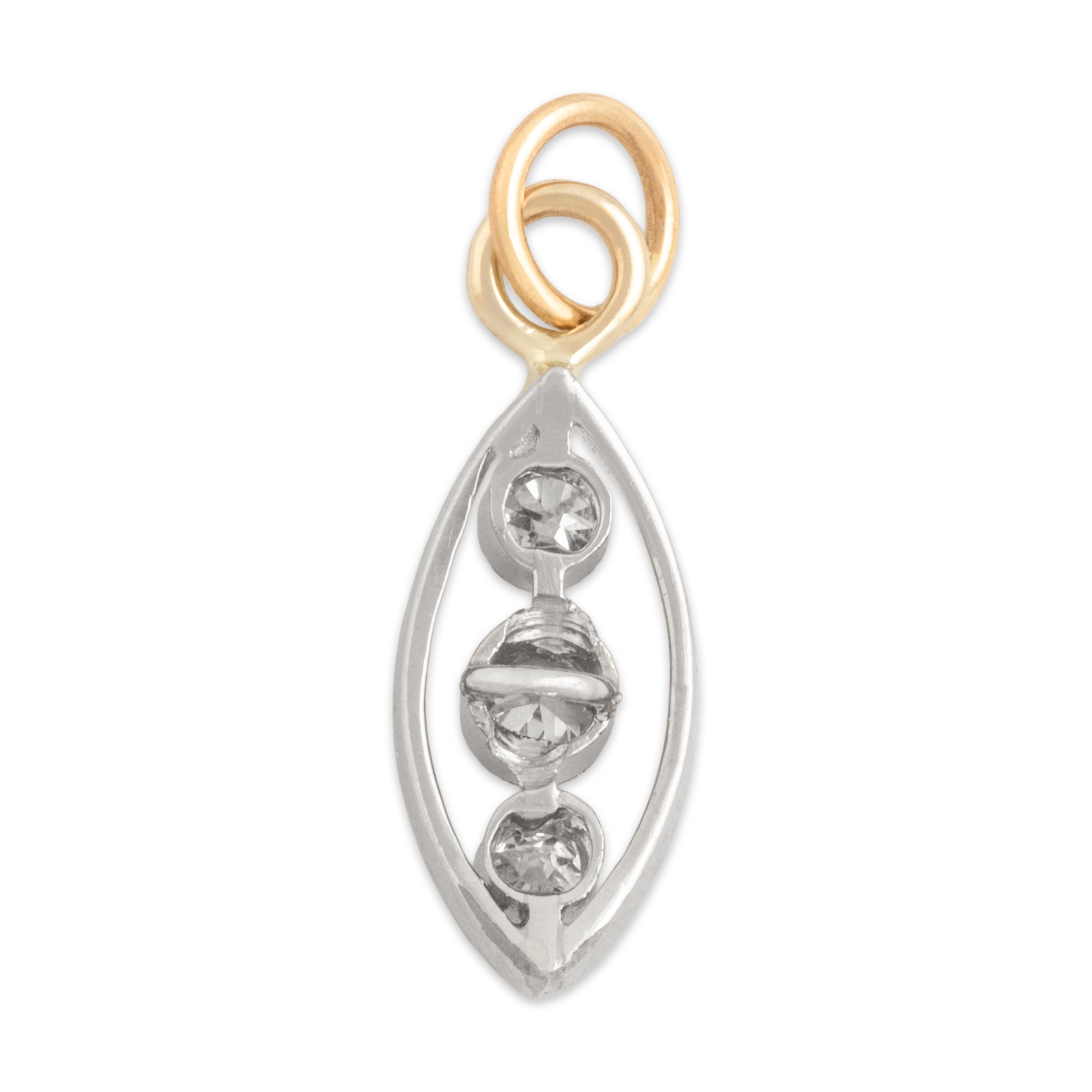 Antique Art Deco Platinum & 14k Yellow Gold Old Mine Cut Diamond Charm / Pendant