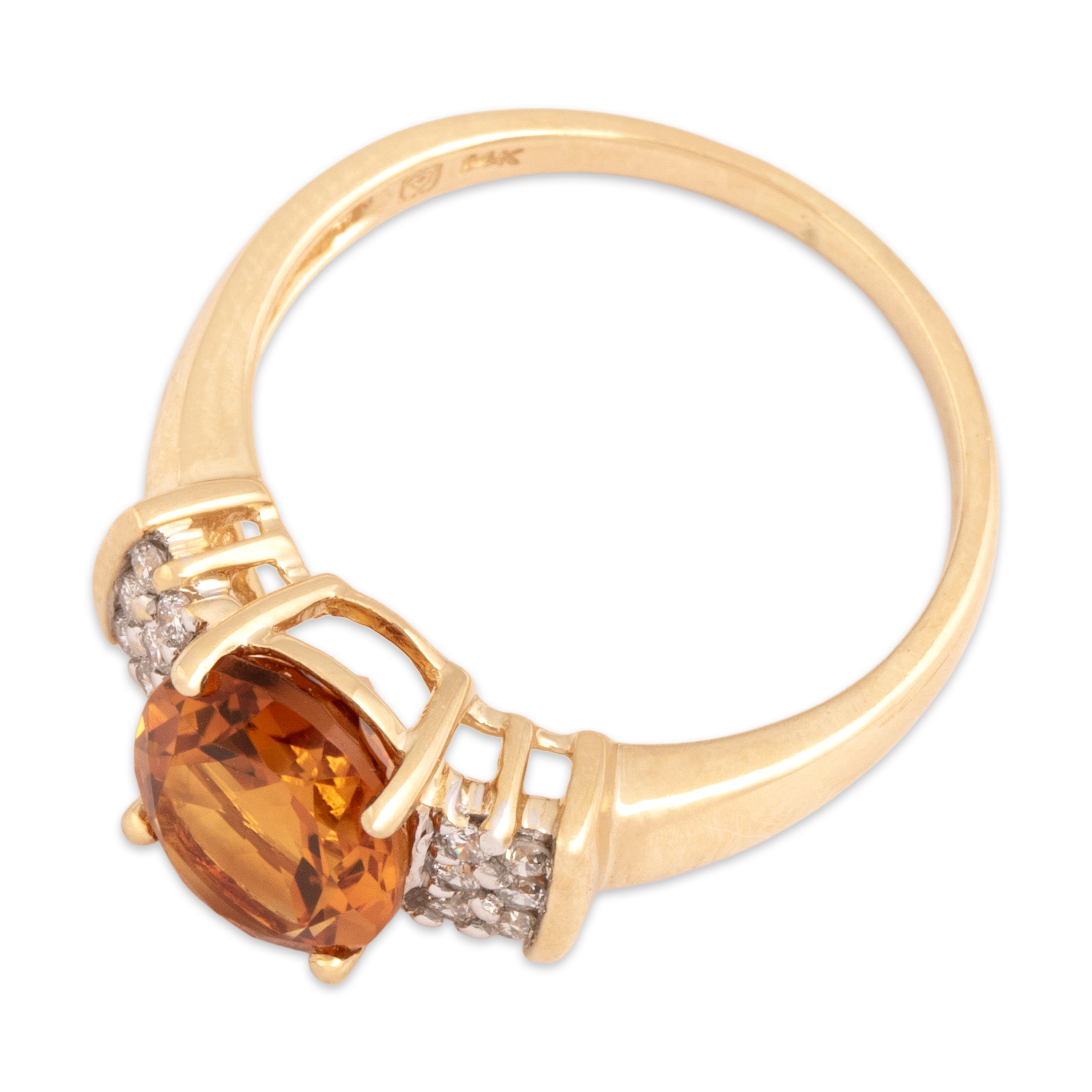 Vintage 14k Yellow Gold 2.33ct Palmeira Citrine Diamond Dazzling Accent Shoulder Ring - Overall view