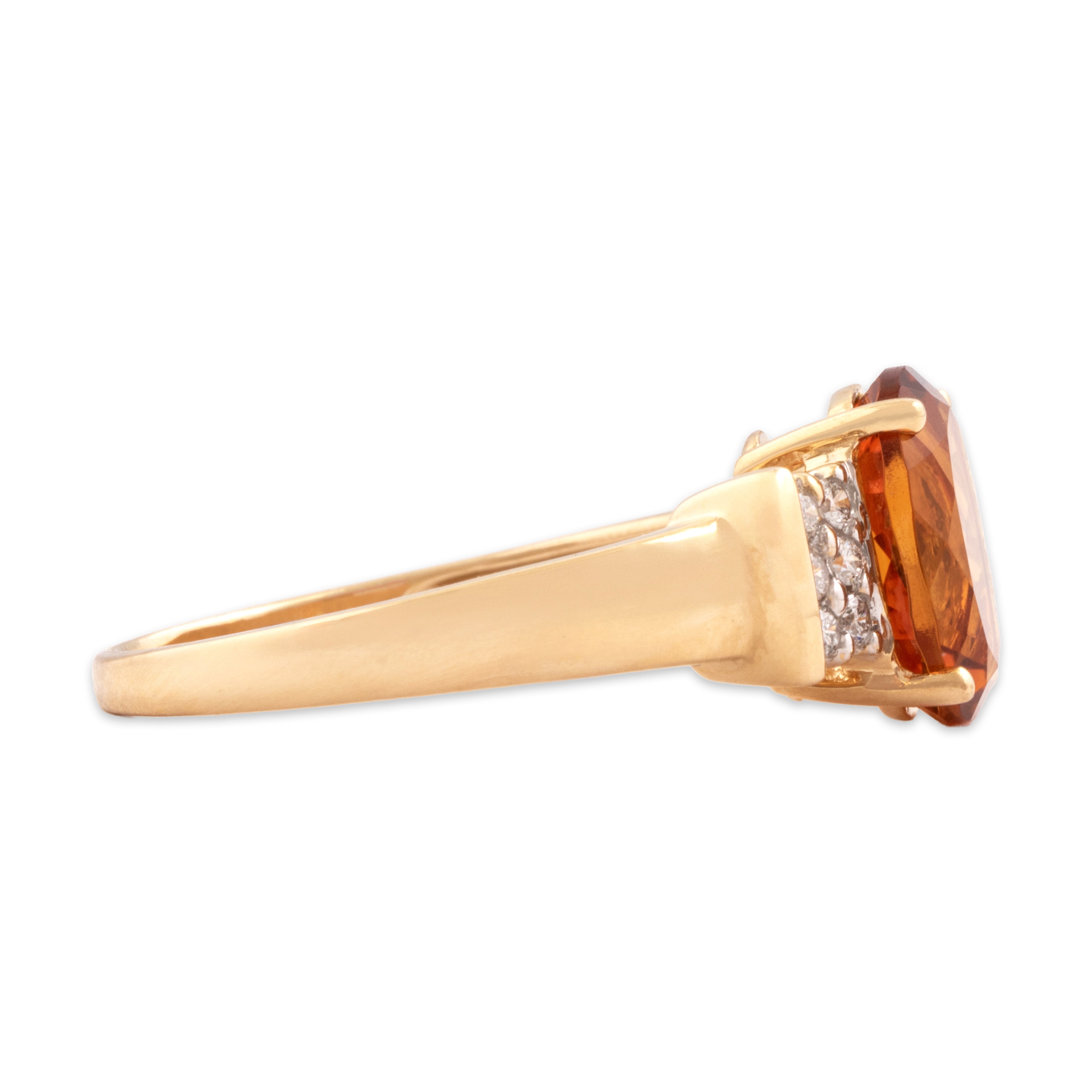 Vintage 14k Yellow Gold 2.33ct Palmeira Citrine Diamond Dazzling Accent Shoulder Ring - Side view