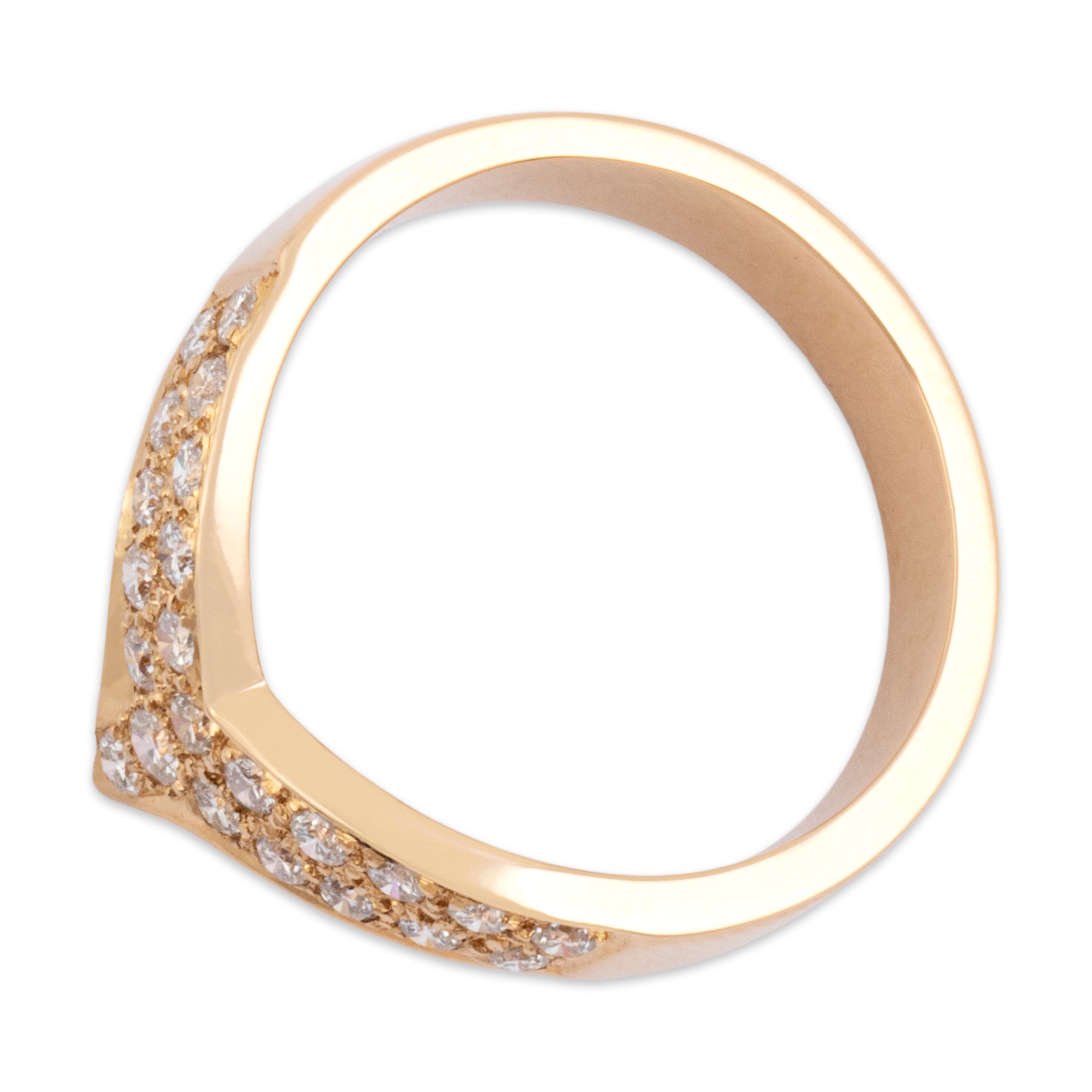 Vintage 14k Rosy Yellow Gold Diamond Dazzling Curved Arrow Ring 6.00