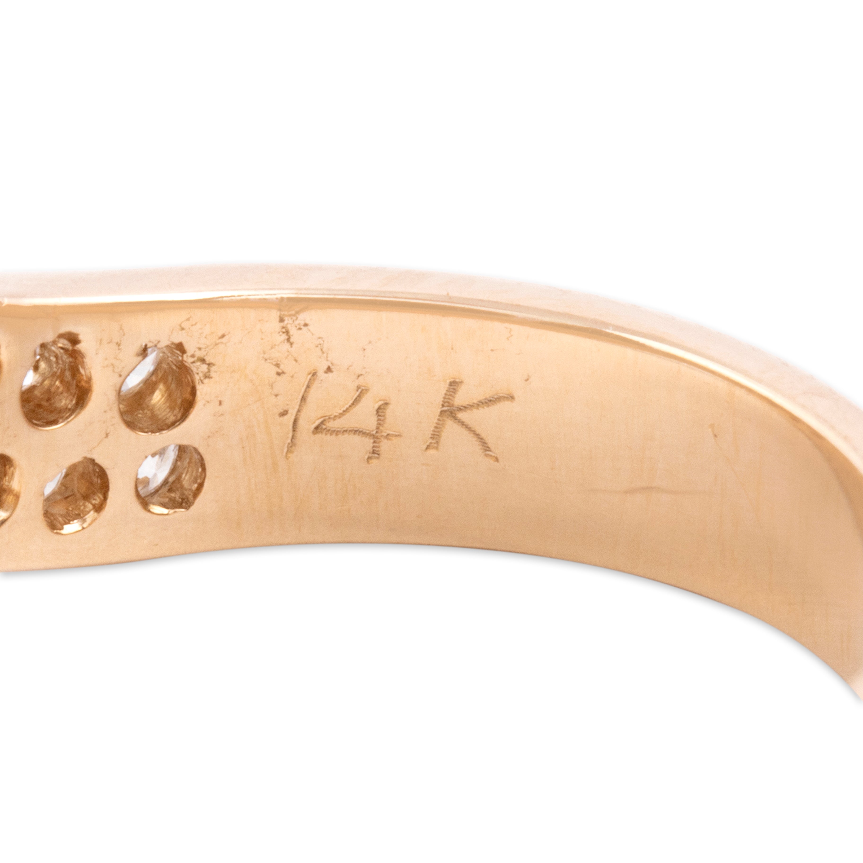 Vintage 14k Rosy Yellow Gold Diamond Dazzling Curved Arrow Ring - Hallmark view