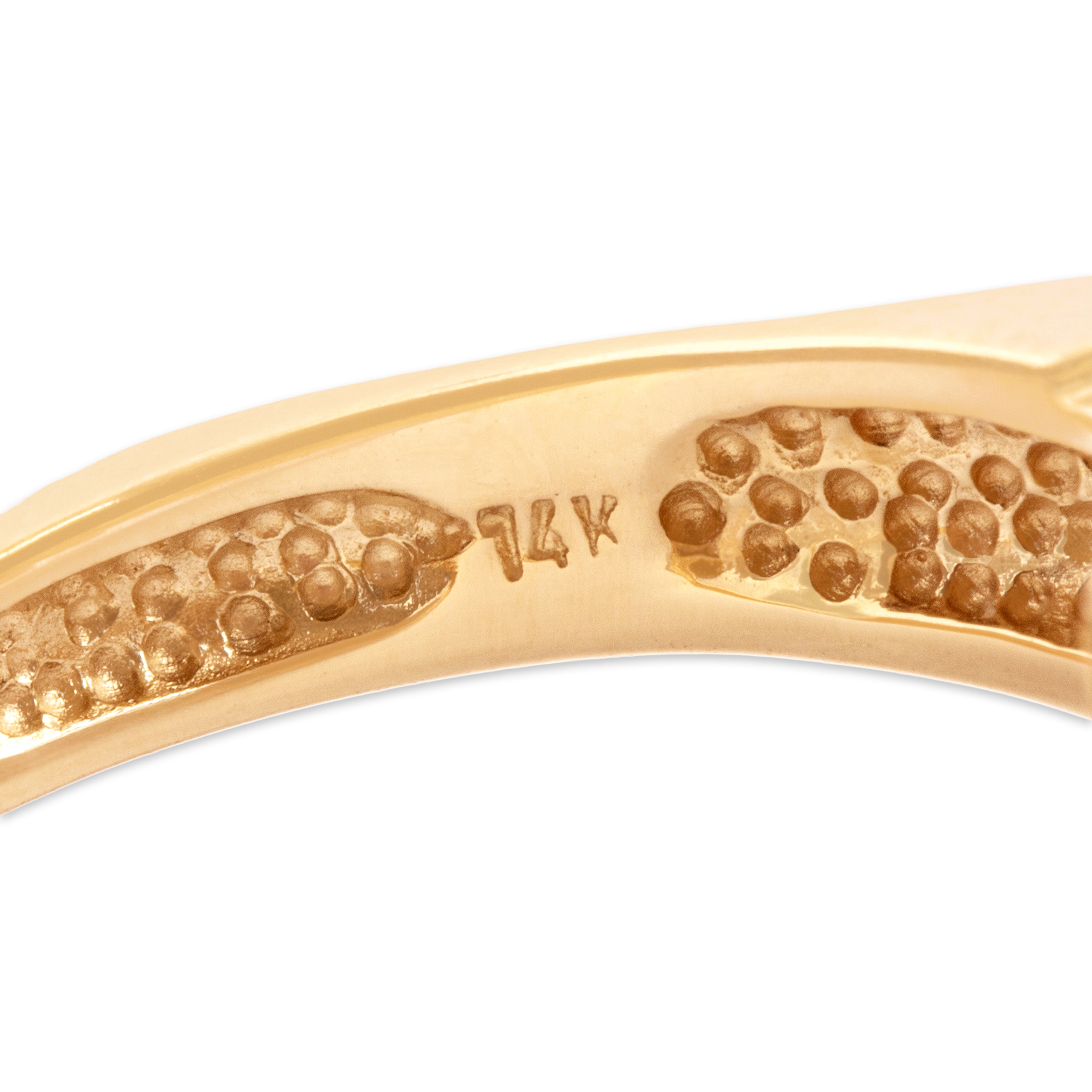 Vintage 14k Yellow Gold .59cttw Blue Sapphire Diamond Modern Architectural Multi-Channel Ring - Hallmark view