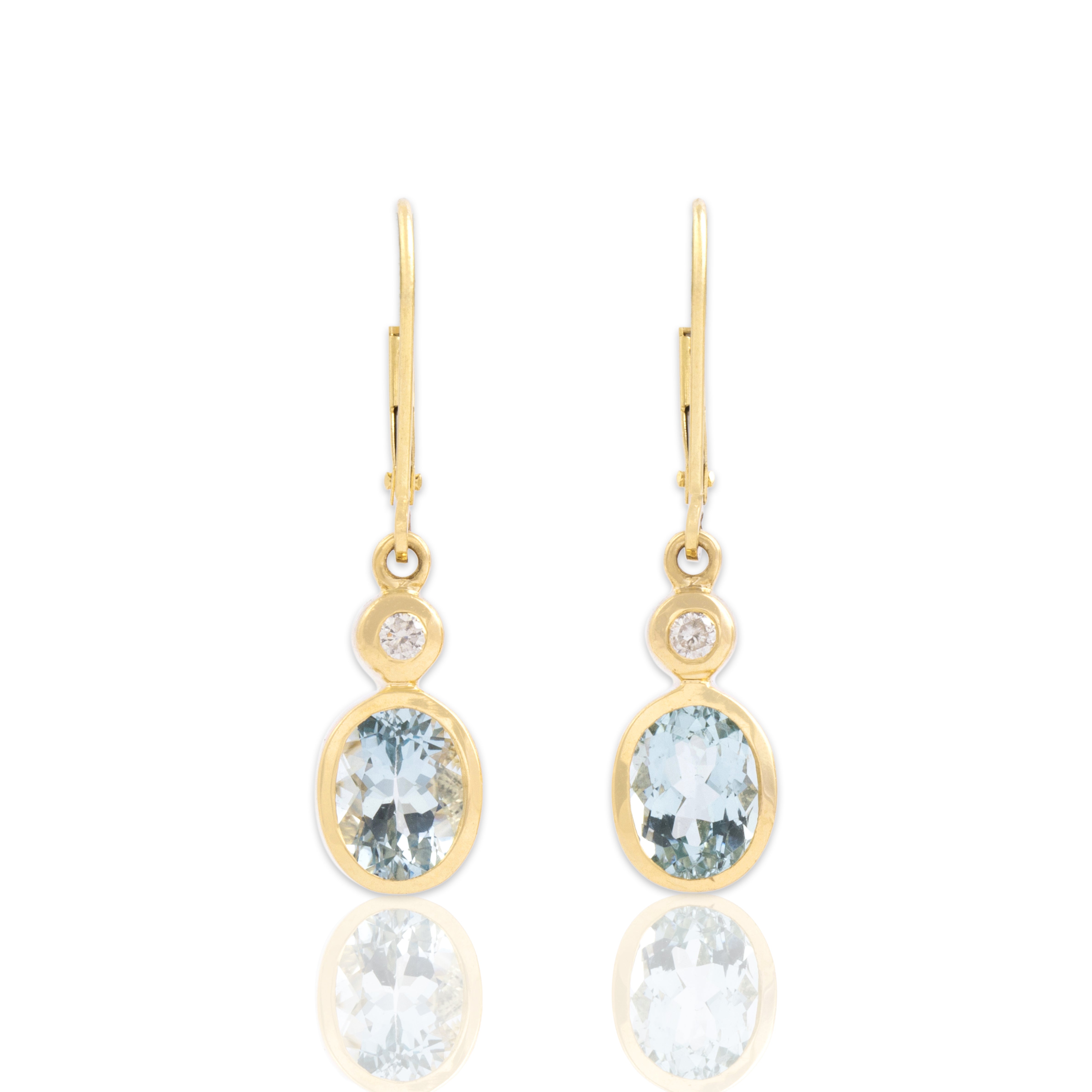 Vintage 14k Yellow Gold 2.27cttw Aquamarine Diamond Fabulous Dangle Earrings
