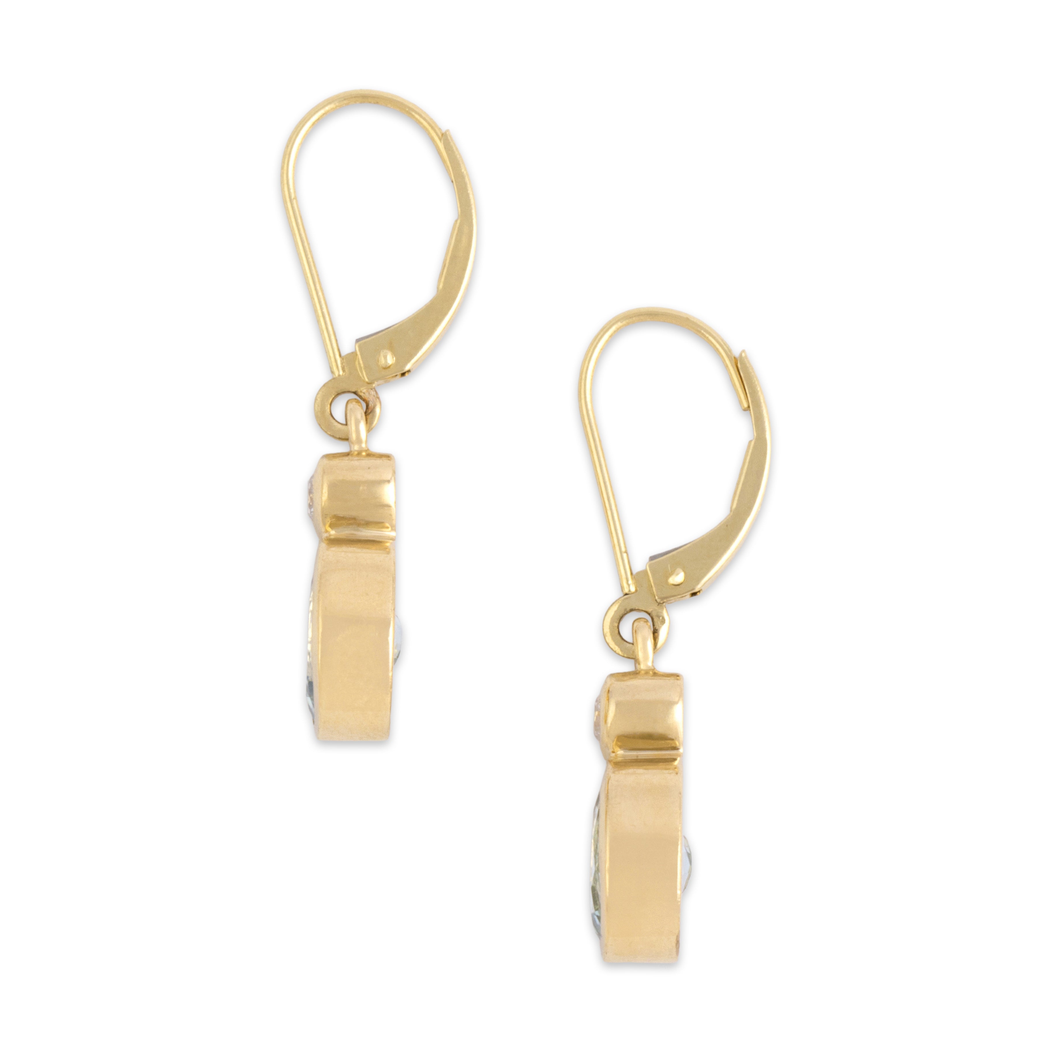 Vintage 14k Yellow Gold 2.27cttw Aquamarine Diamond Fabulous Dangle Earrings