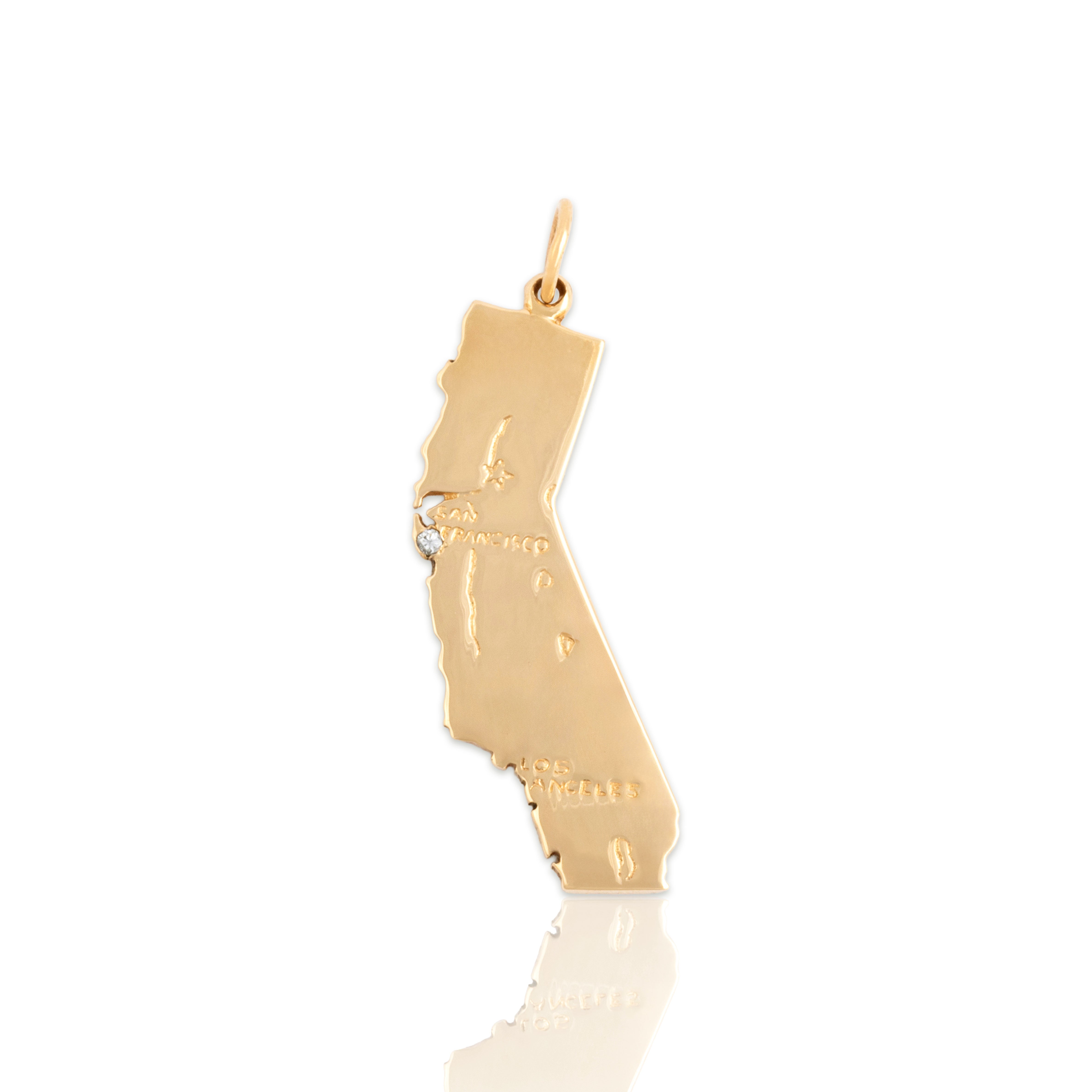 Vintage 14k Yellow Gold Diamond Glittering California Dreamin' Charm / Pendant