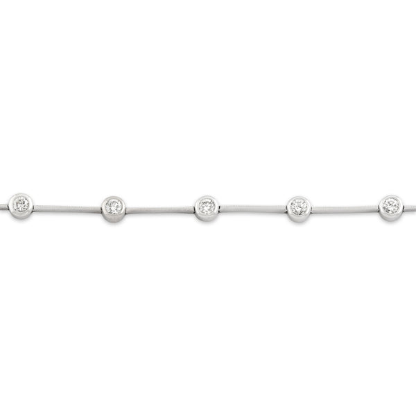 Vintage 14k White Gold .91cttw Diamond Bezel Station Bar Link Bracelet 7