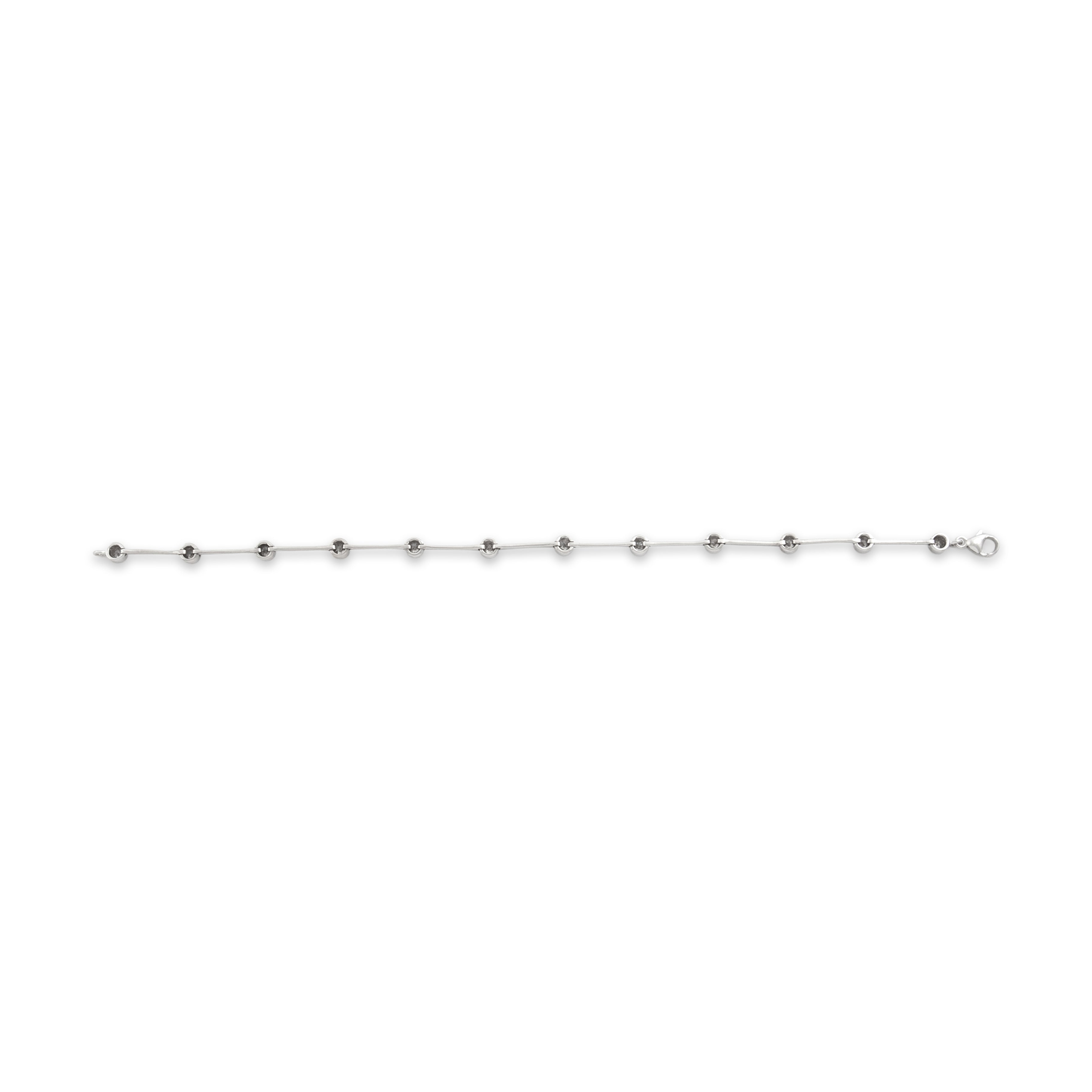 Vintage 14k White Gold .91cttw Diamond Bezel Station Bar Link Bracelet - Back view