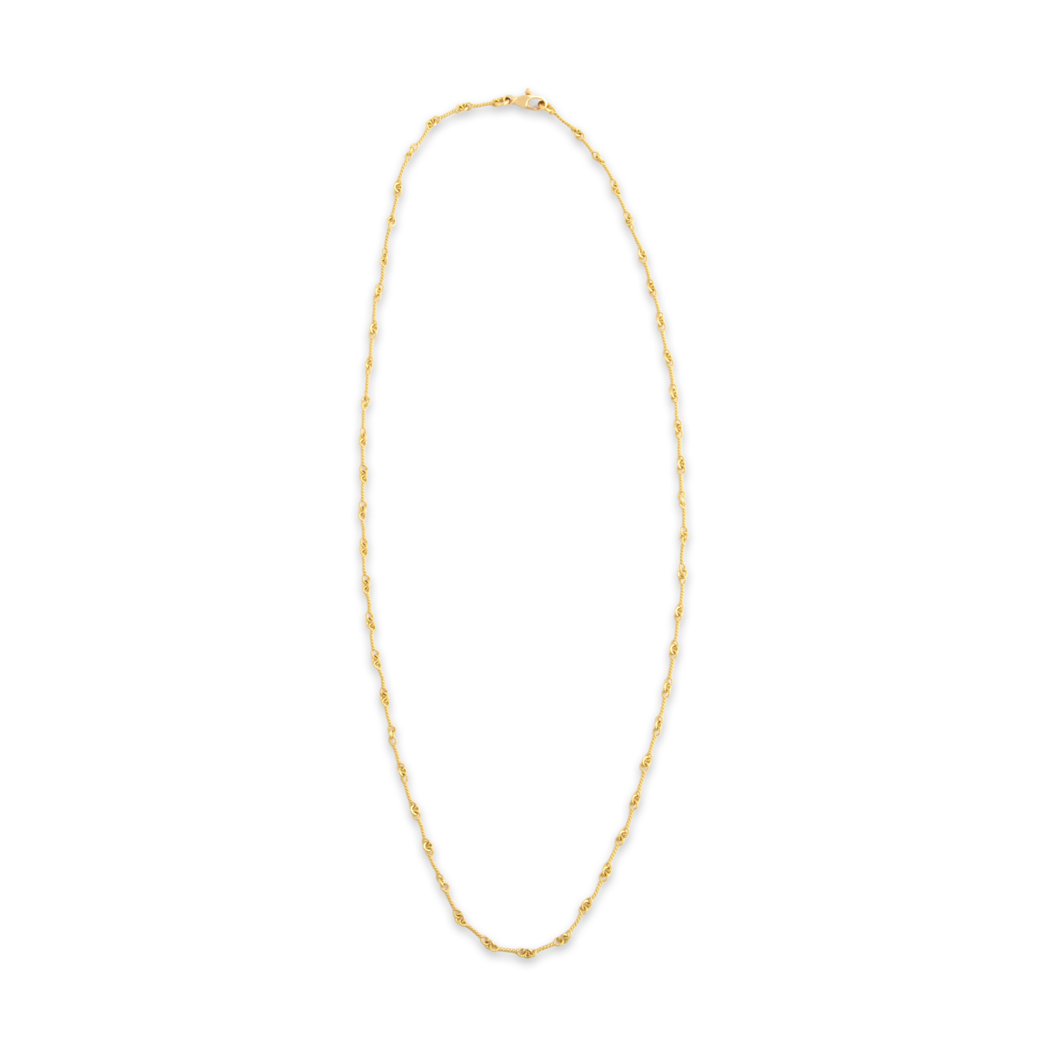 Vintage 18k Yellow Gold 2.7mm Twisted Bar Link Chain - Overall view