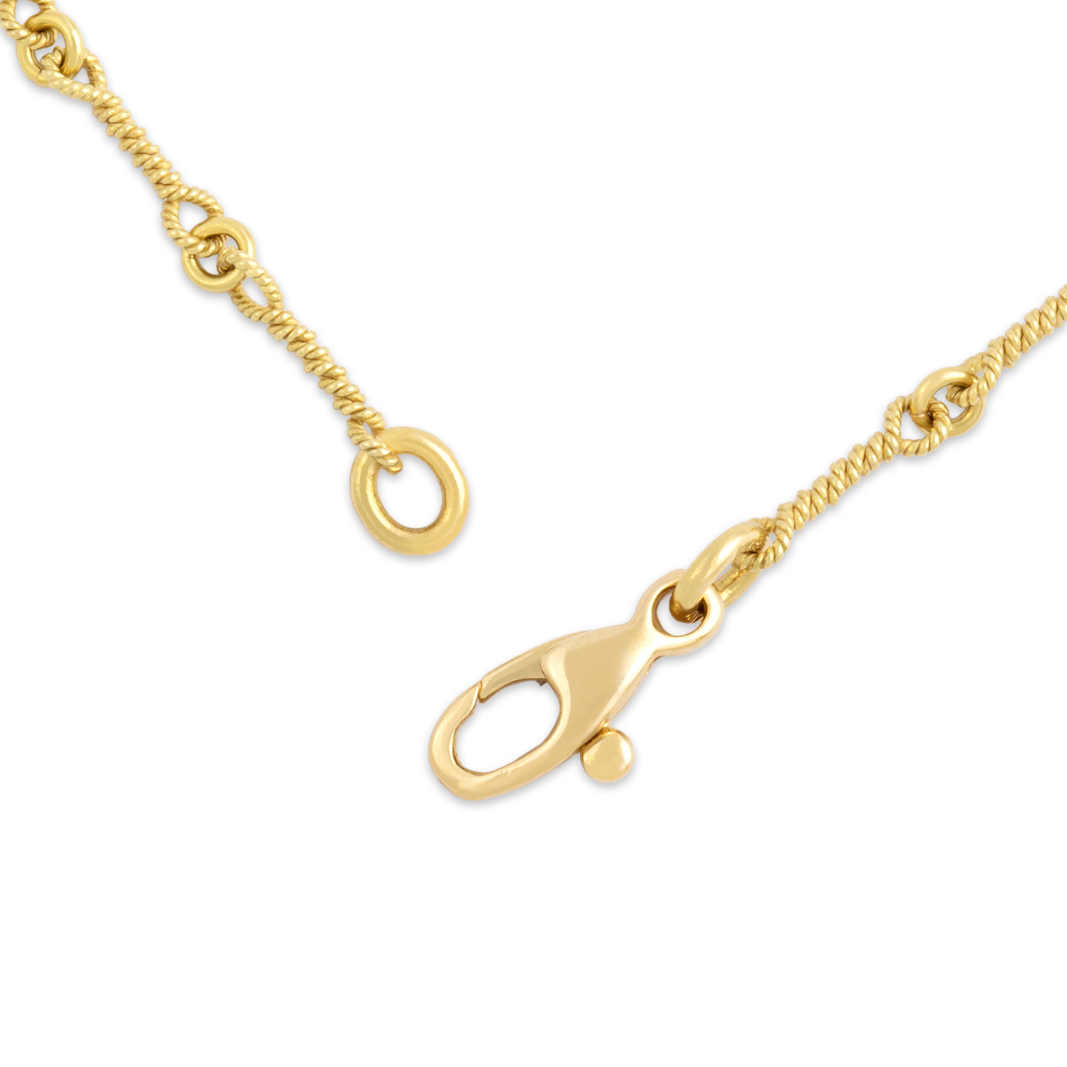 Vintage 18k Yellow Gold 2.7mm Twisted Bar Link Chain - clasp view