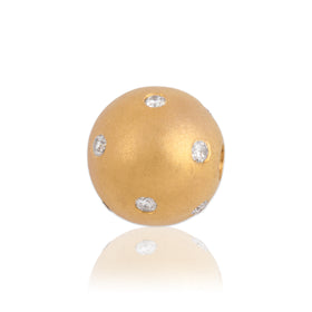 Vintage 18k Yellow Gold Diamond Glittering Brushed Bauble Slide Pendant