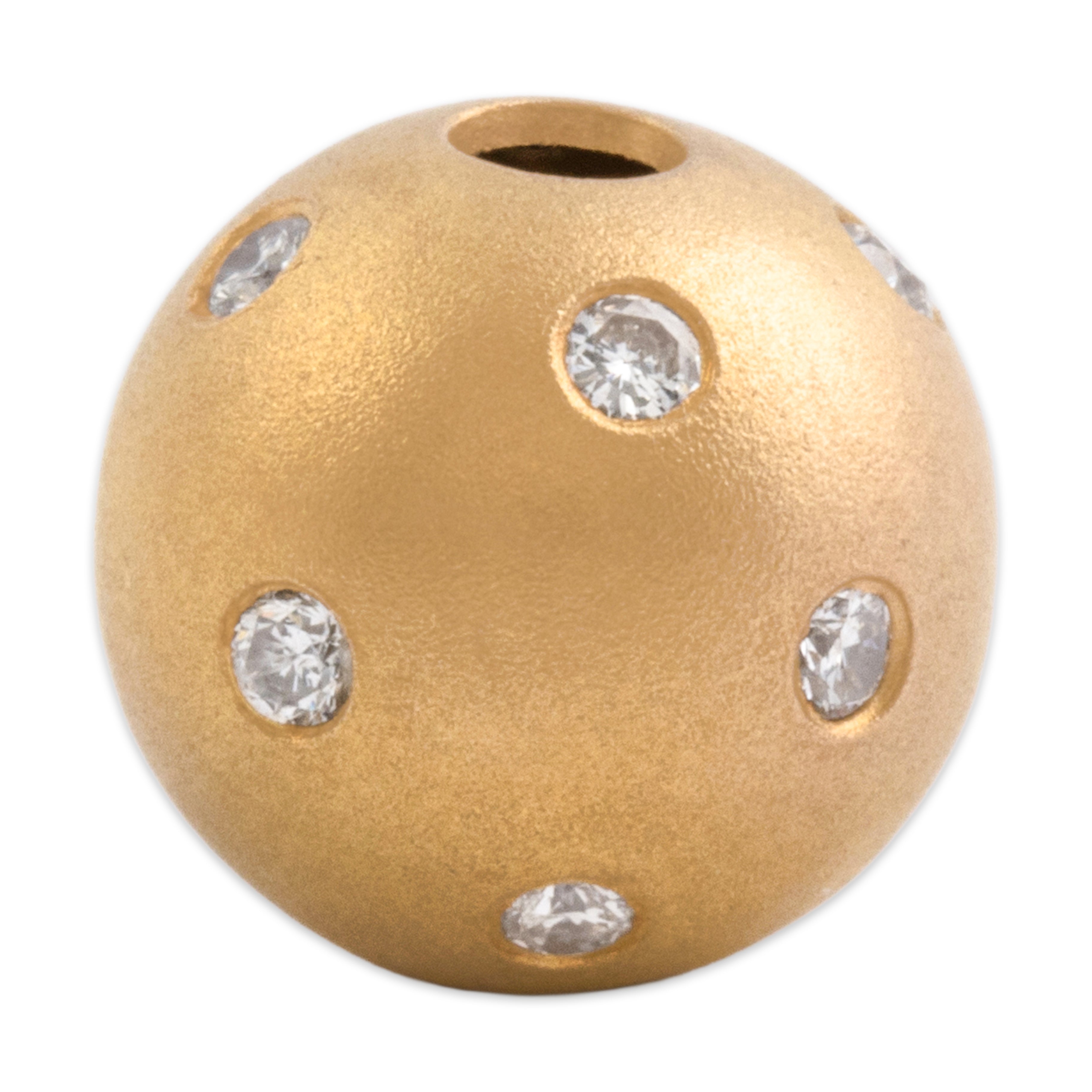 Vintage 18k Yellow Gold Diamond Glittering Brushed Bauble Slide Pendant - Overall view