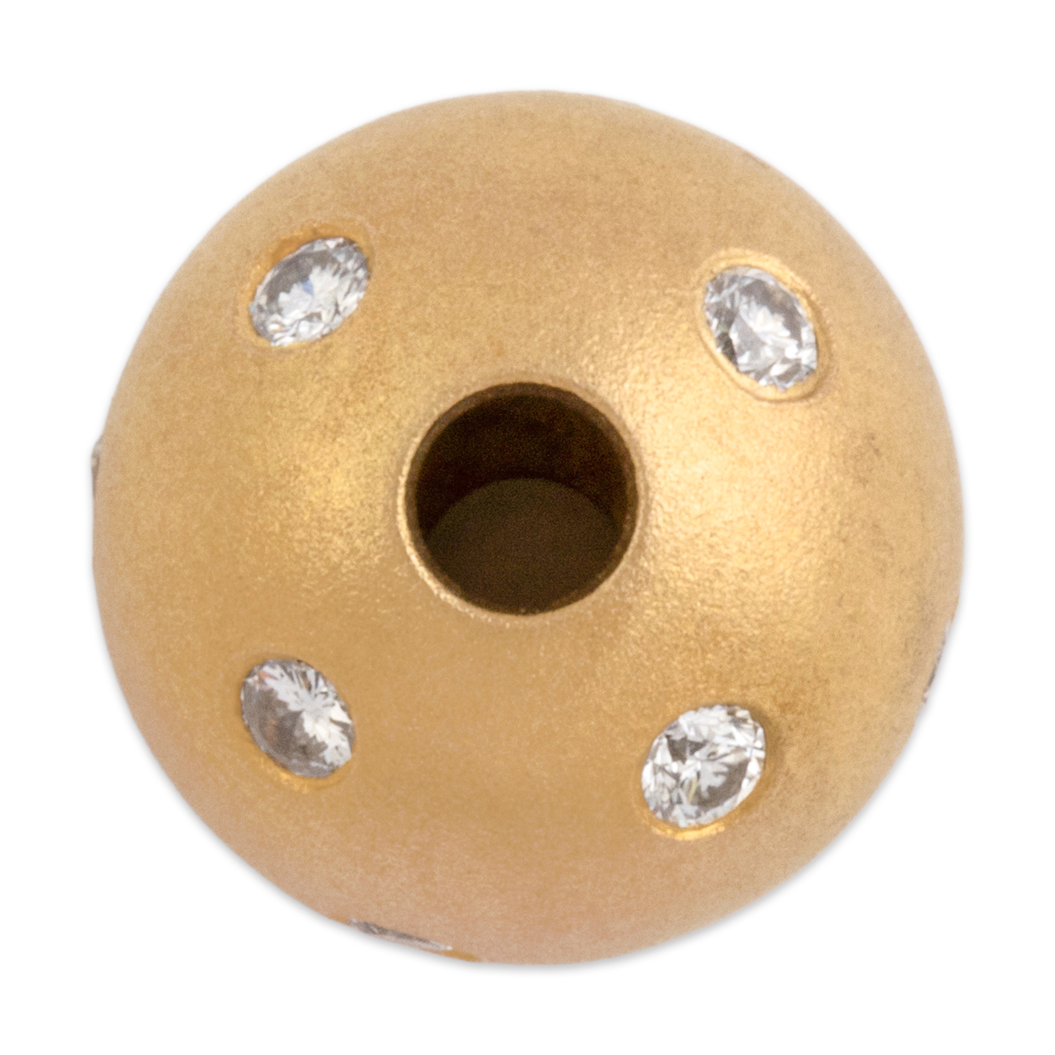 Vintage 18k Yellow Gold Diamond Glittering Brushed Bauble Slide Pendant - detail view #1