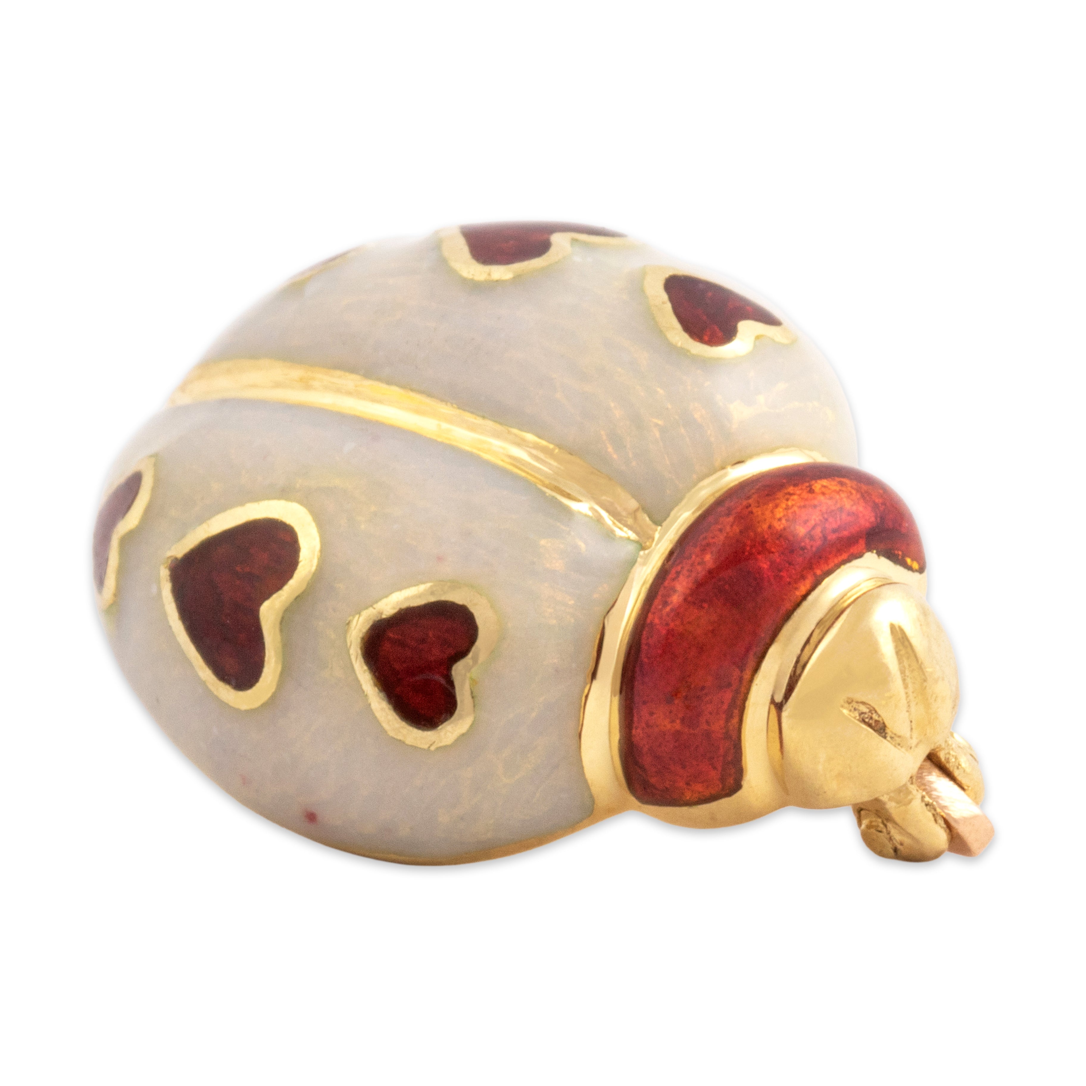Vintage 18k Yellow Gold Adorable Lovebug Brooch / Pin - Side view