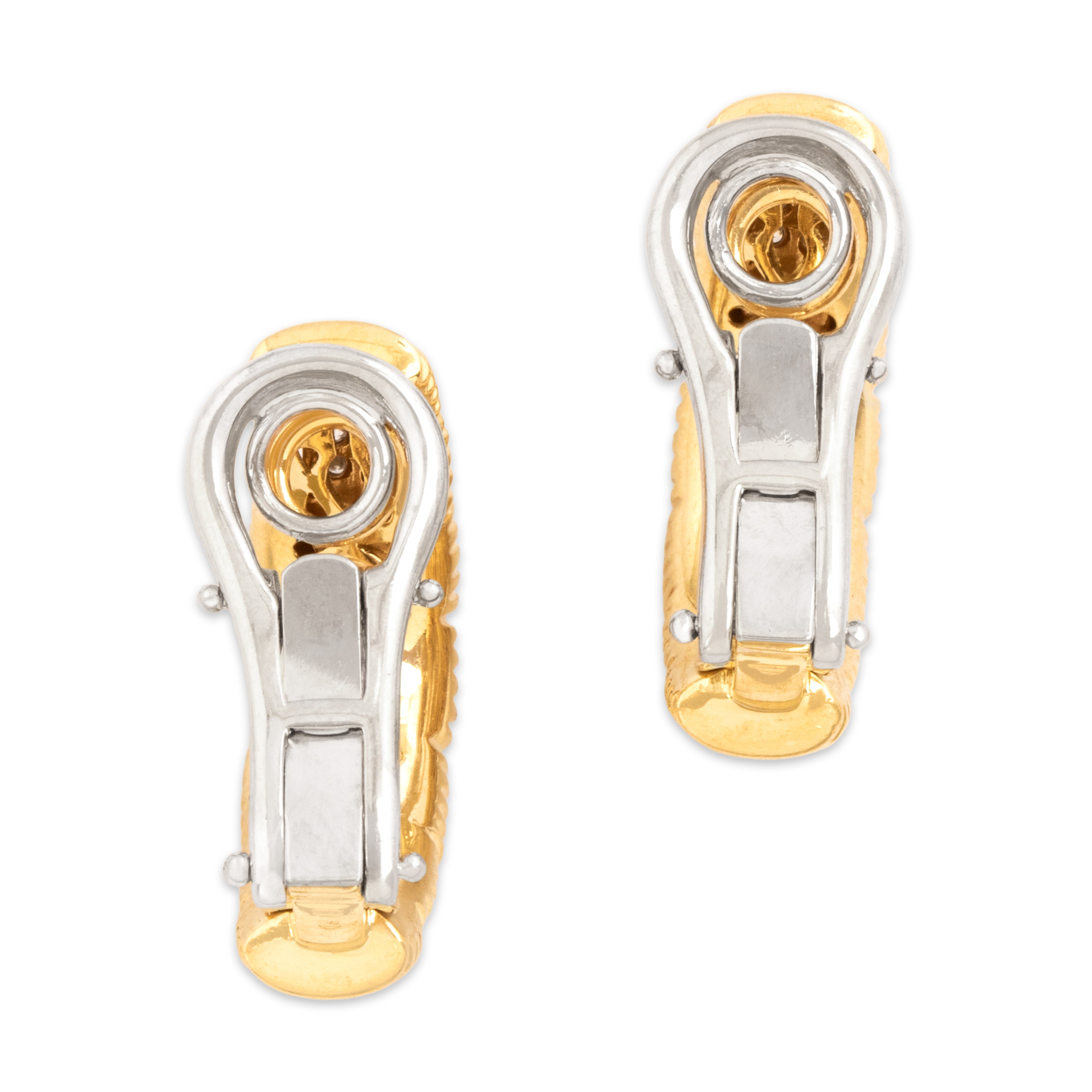 Estate Roberto Coin Heavy 18k Yellow & White Gold Diamond Convertible Earrings