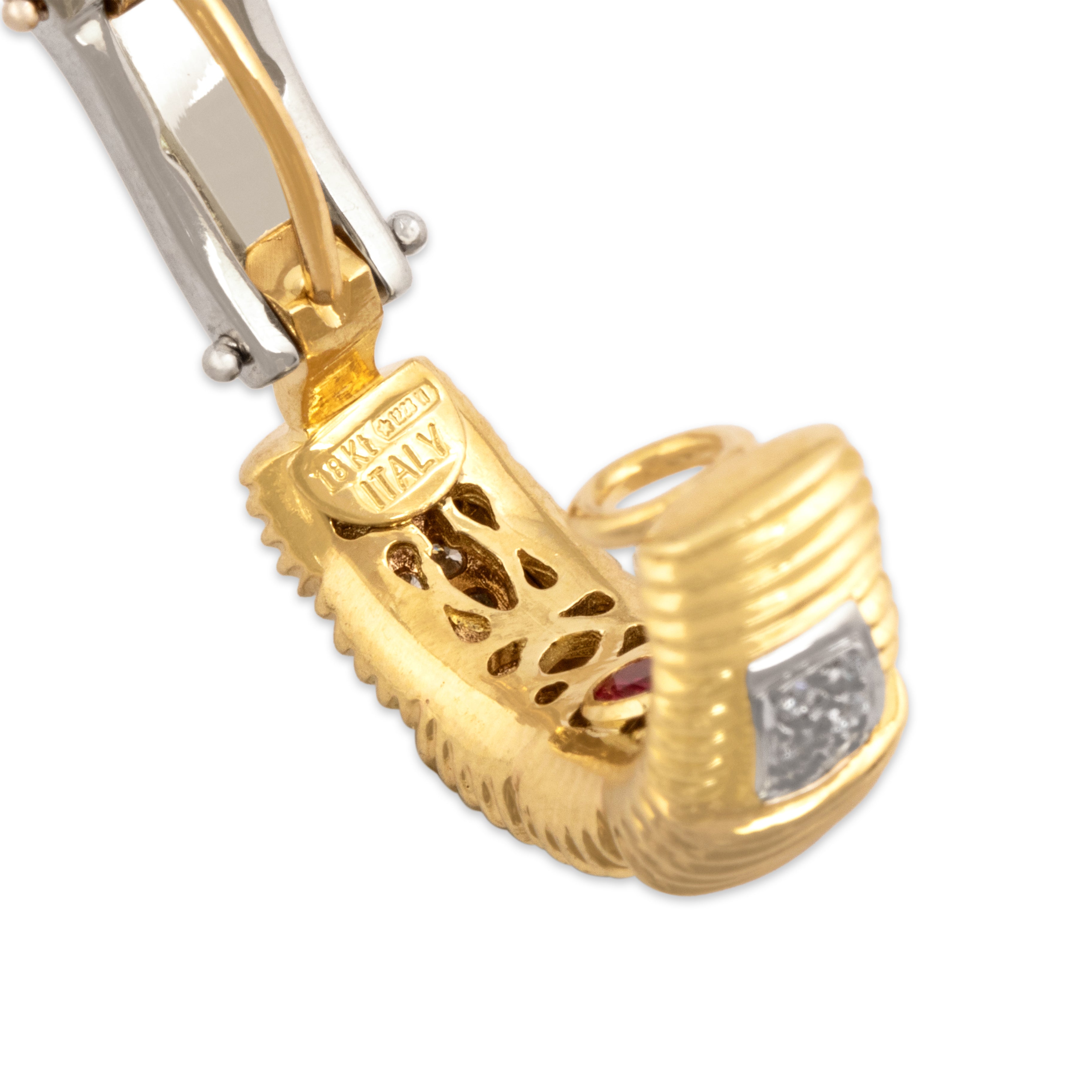 Estate Roberto Coin Heavy 18k Yellow & White Gold Diamond Convertible Earrings