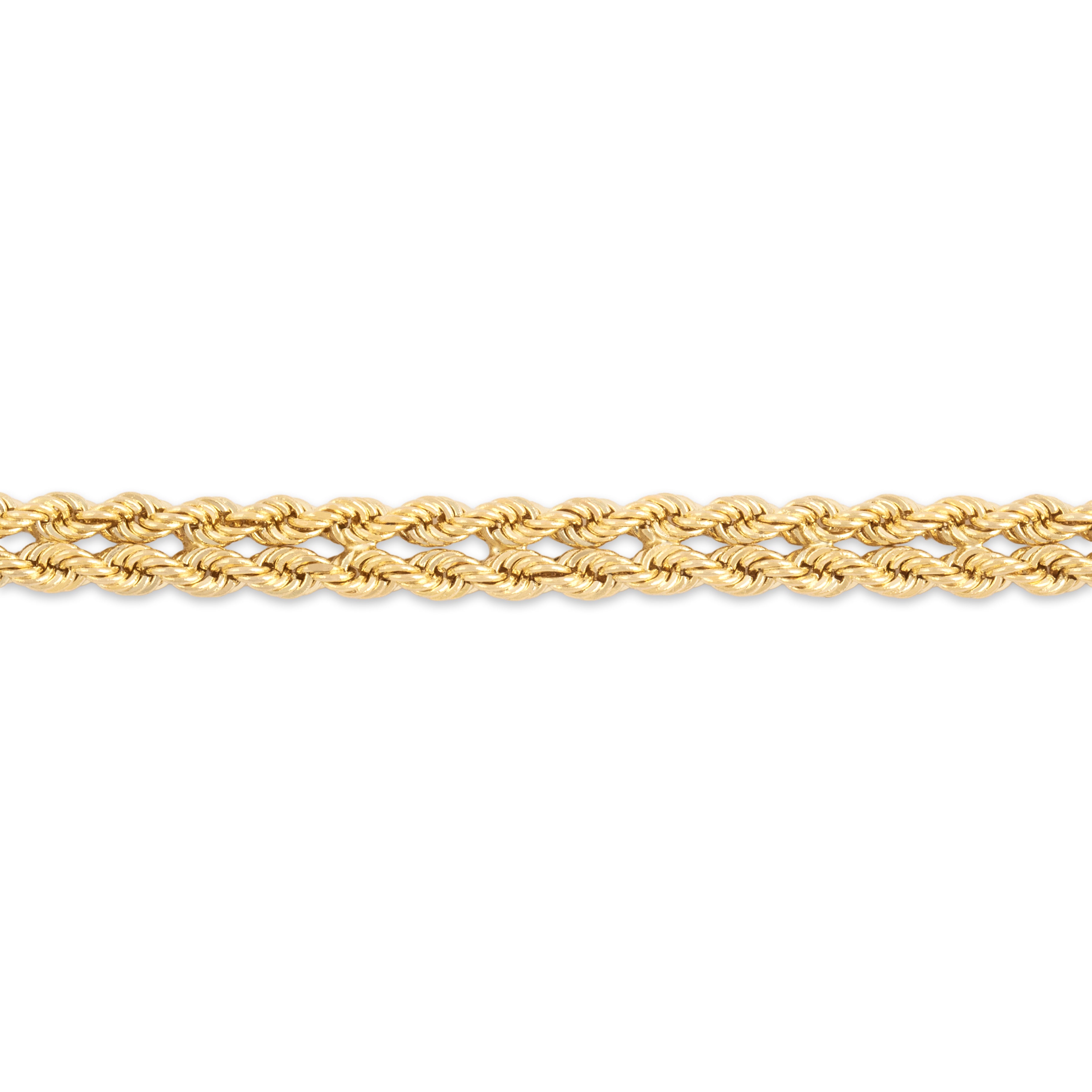 Vintage 14k Yellow Gold Glimmering Double Row Rope Bracelet - Close-up view