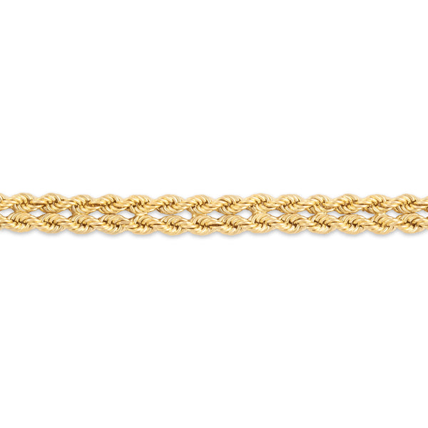 Vintage 14k Yellow Gold Glimmering Double Row Rope Bracelet 6.75