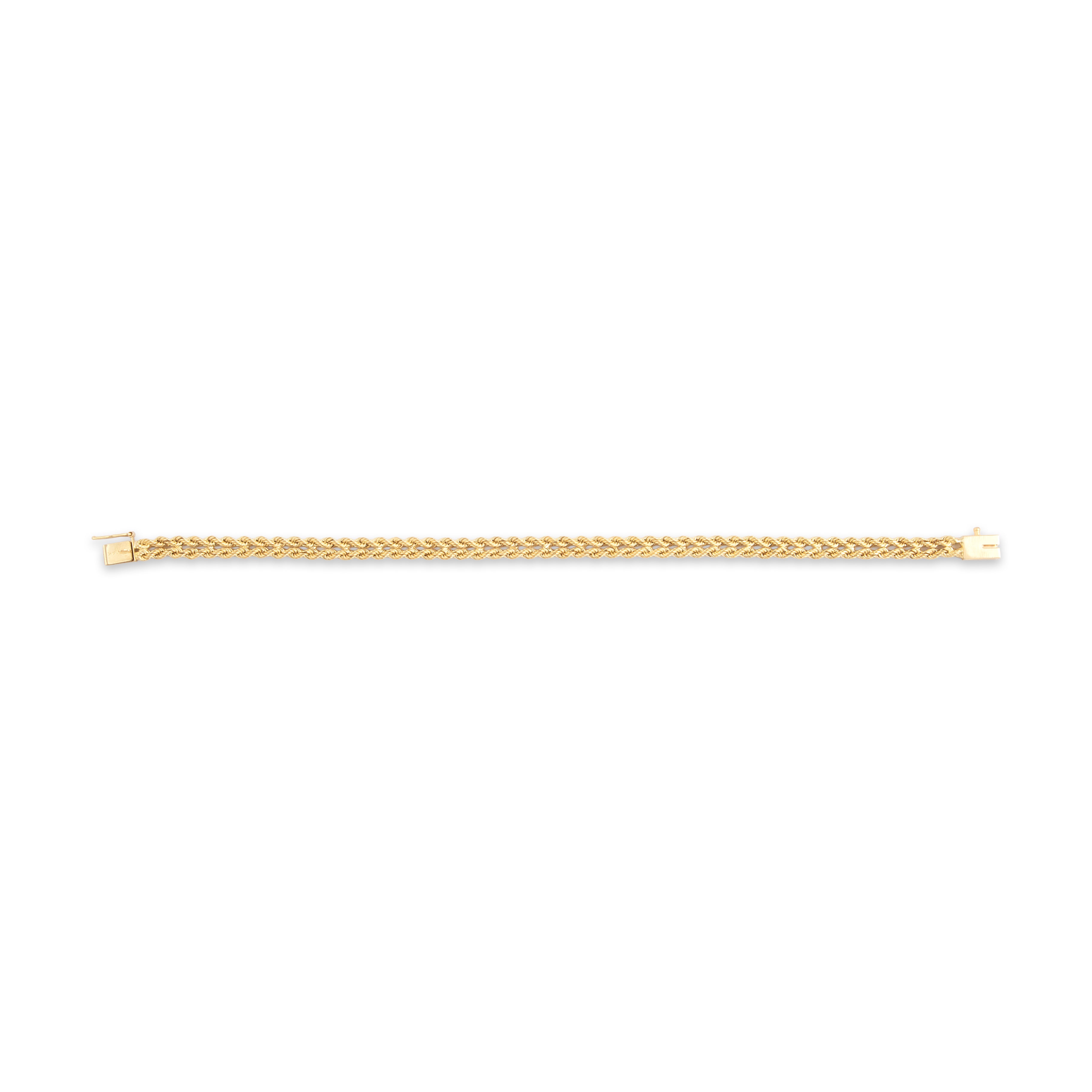 Vintage 14k Yellow Gold Glimmering Double Row Rope Bracelet - Overall view