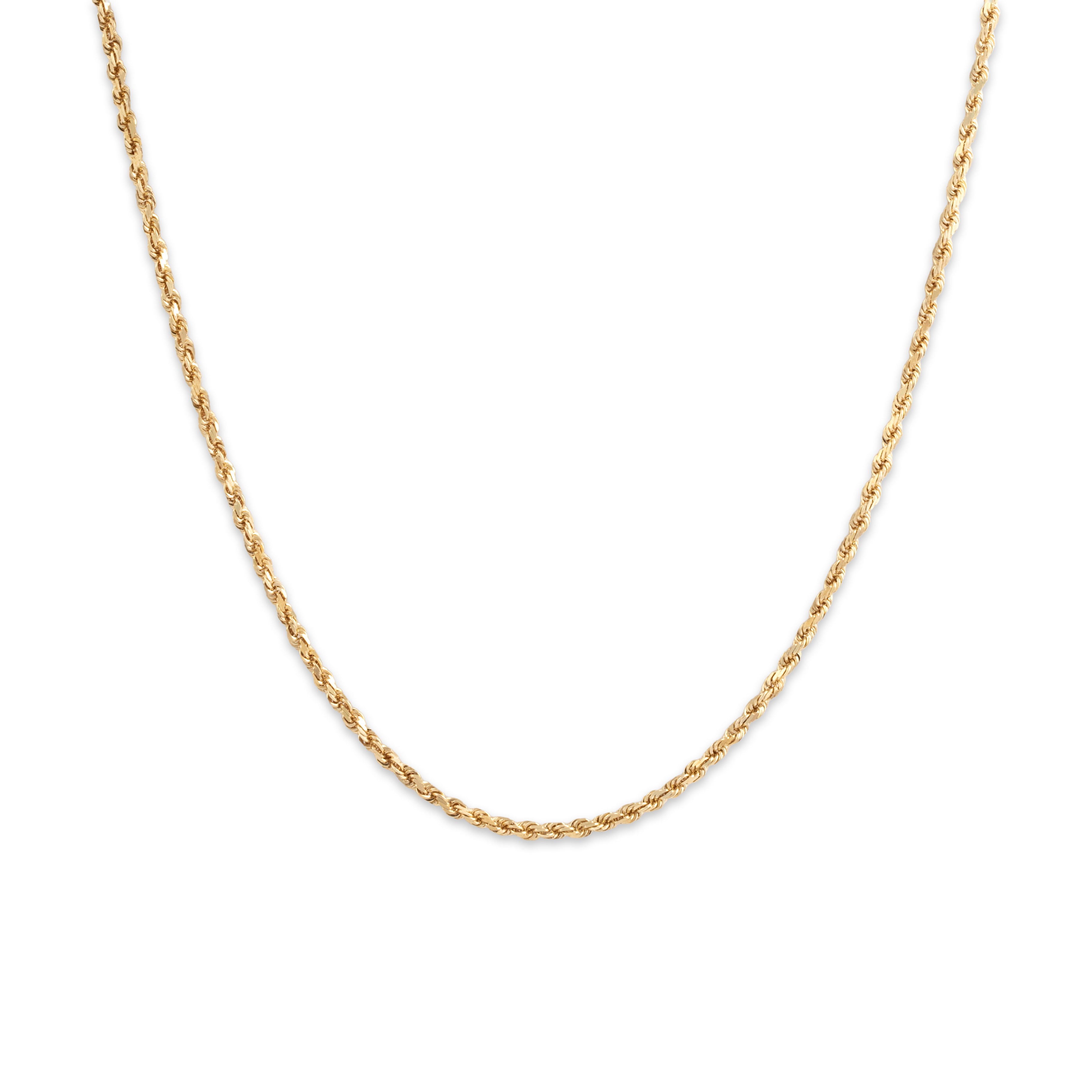 Vintage 14k Yellow Gold 1.8mm Glittering Rope Chain - Close-up view