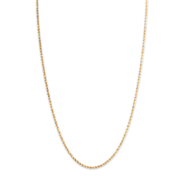 Vintage 14k Yellow Gold 1.8mm Glittering Rope Chain 18.25
