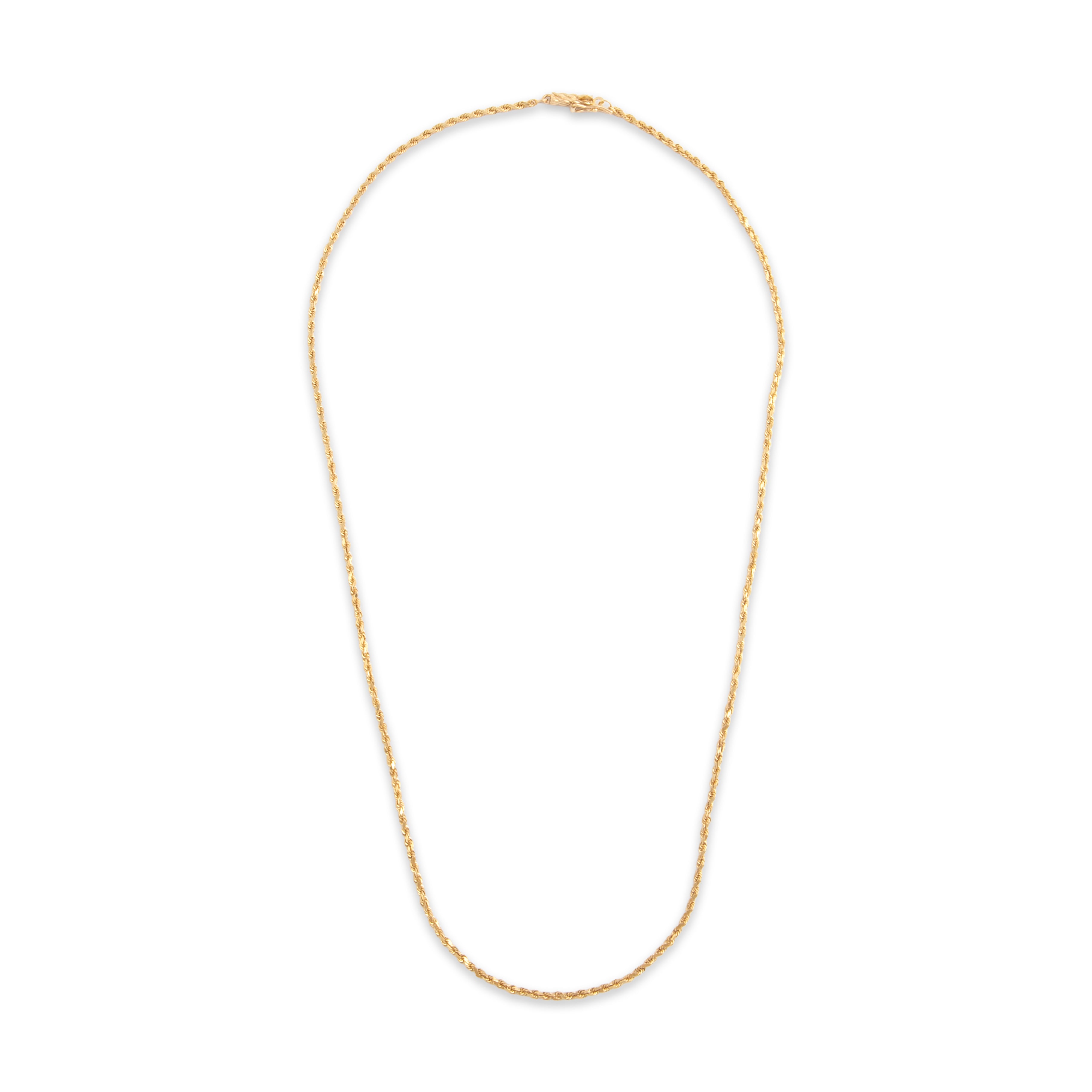 Vintage 14k Yellow Gold 1.8mm Glittering Rope Chain - Overall view