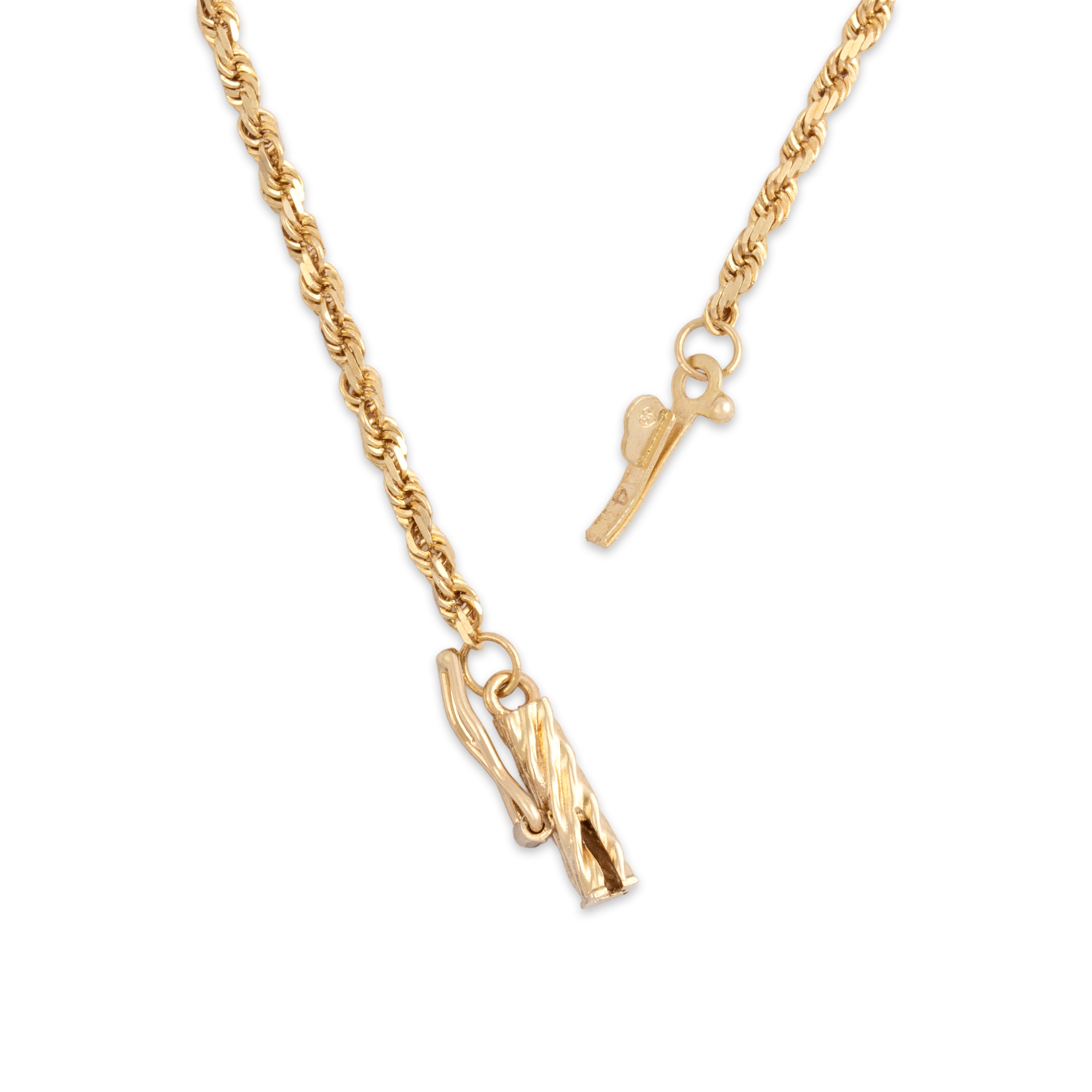 Vintage 14k Yellow Gold 1.8mm Glittering Rope Chain - clasp view
