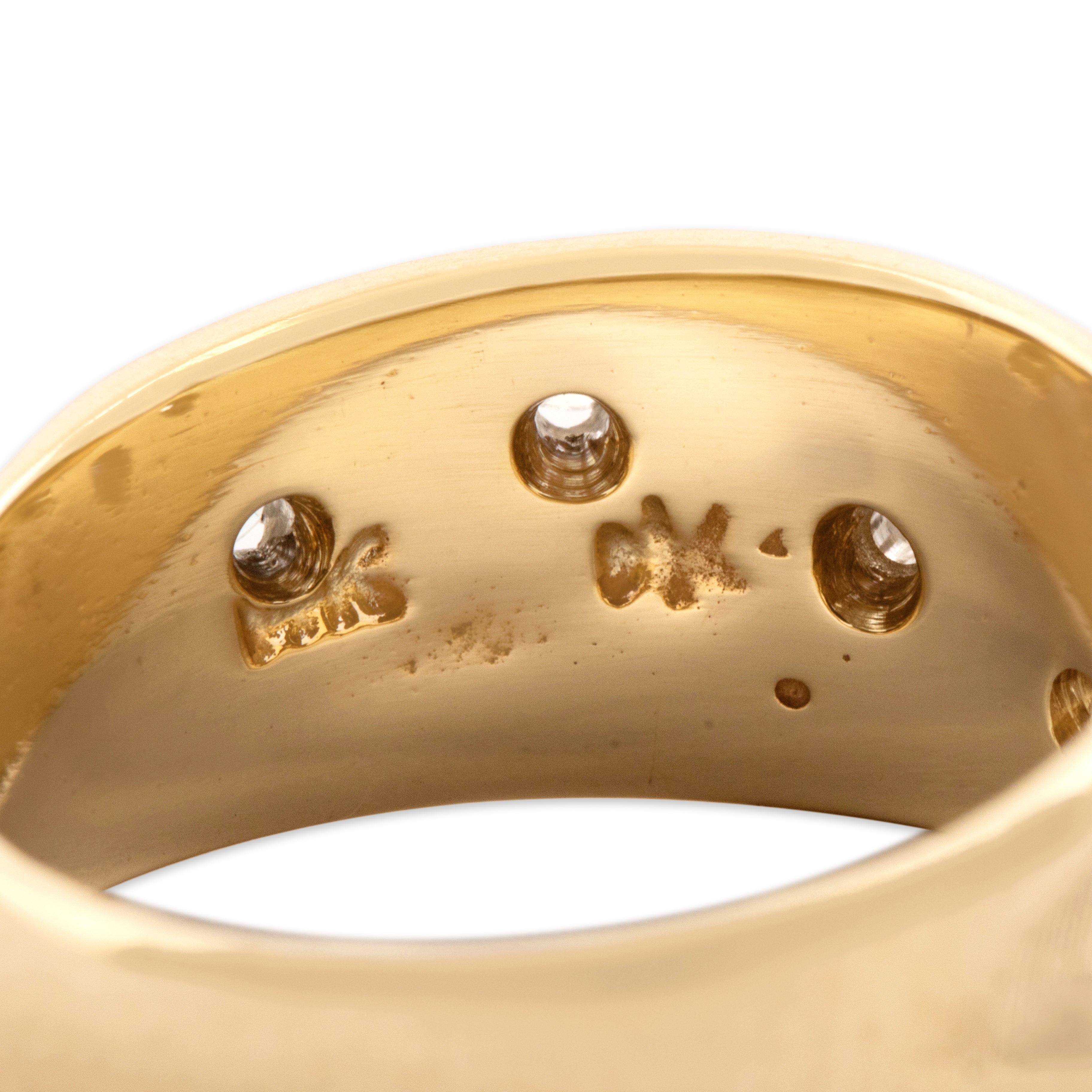 Vintage 14k Yellow Gold Diamond Sleek Textured Wave Band Ring - Hallmark view