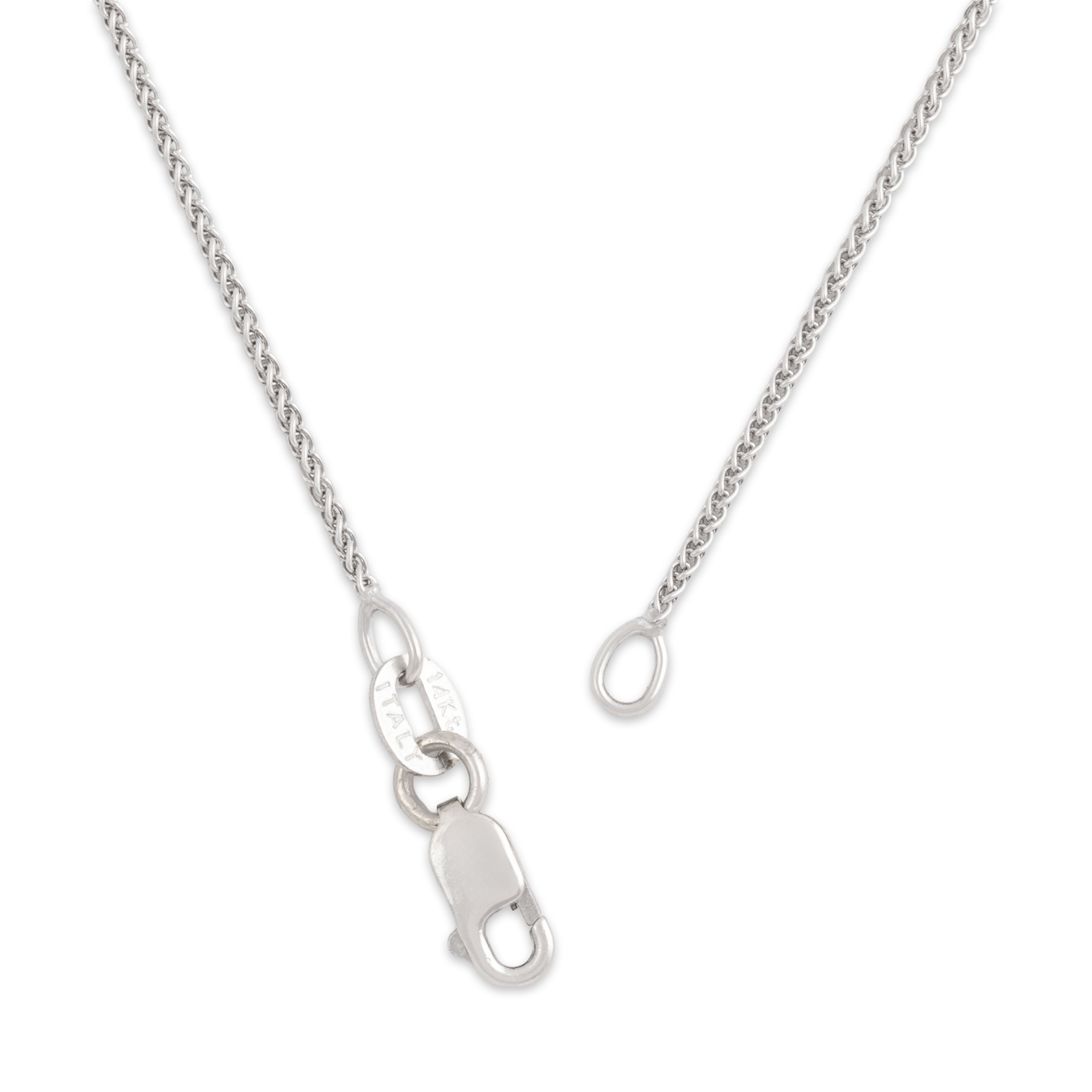 Vintage 14k White Gold 1.1mm Simple Wheat Chain - clasp view