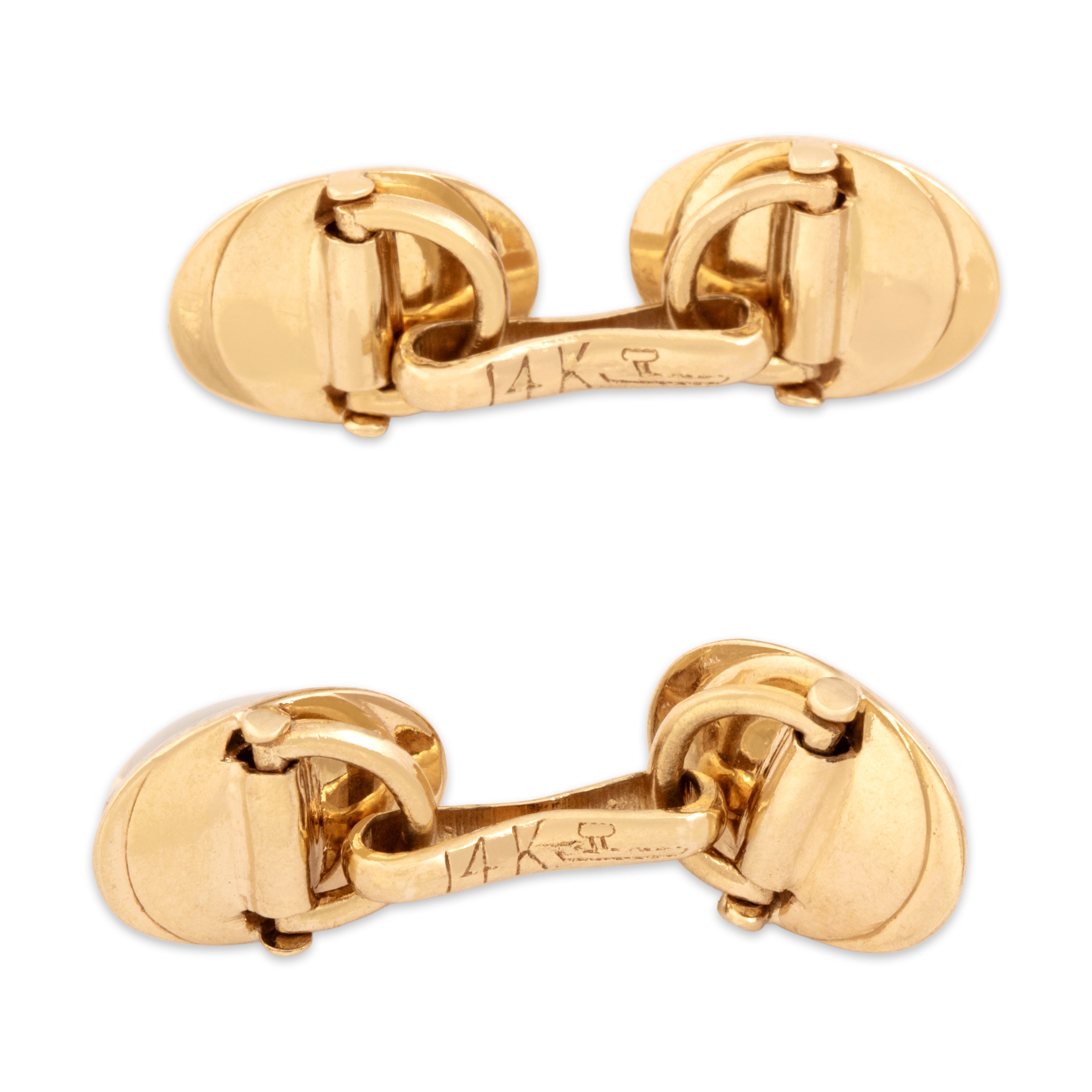 Antique Larter & Sons 14k Yellow Gold & Platinum 10.41cttw Moonstone Mesmerizing Cabochon Set Cufflinks - Back view