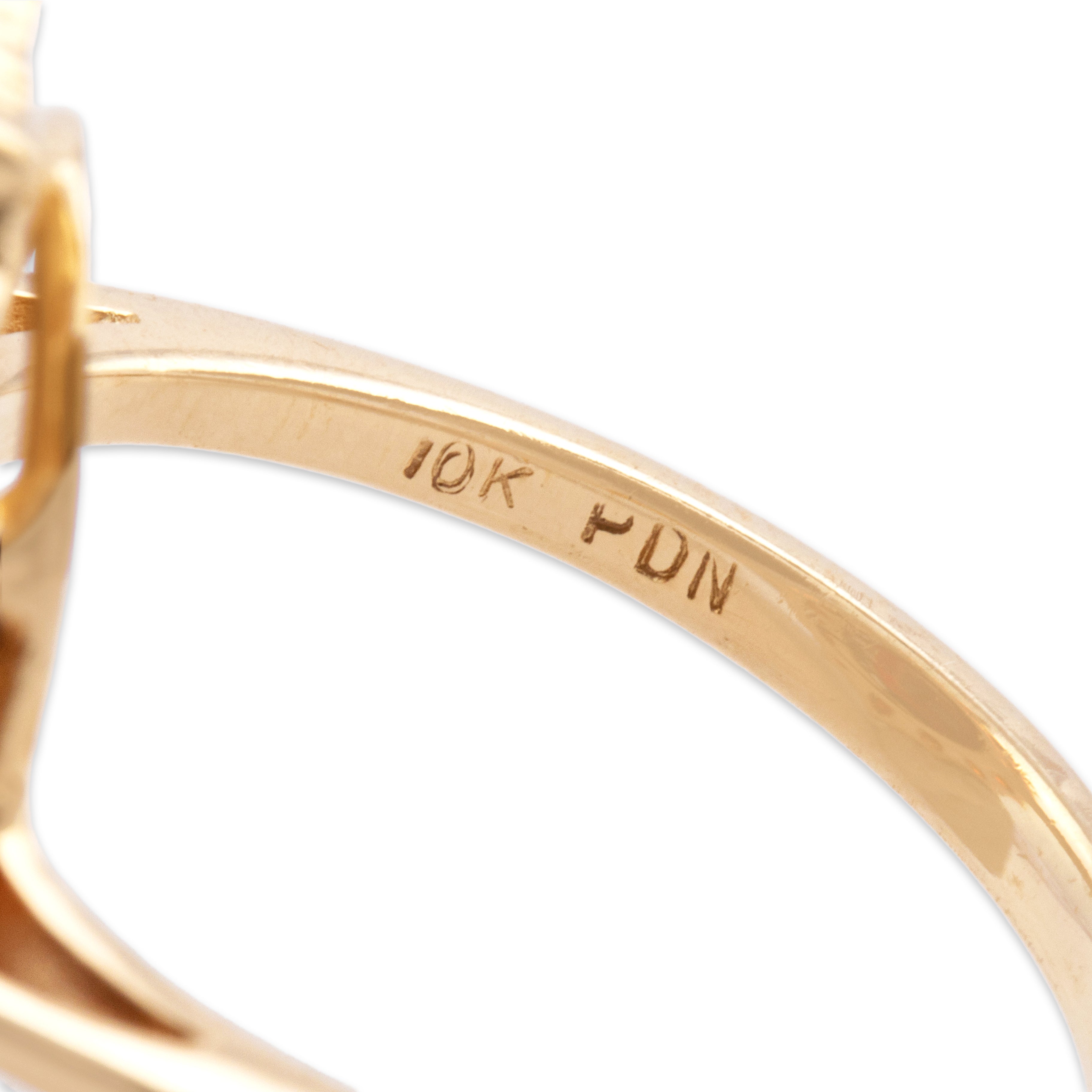 Vintage 10k Yellow Gold 4.83cttw Garnet Crimson Elongated Floriform Halo Ring - Hallmark view
