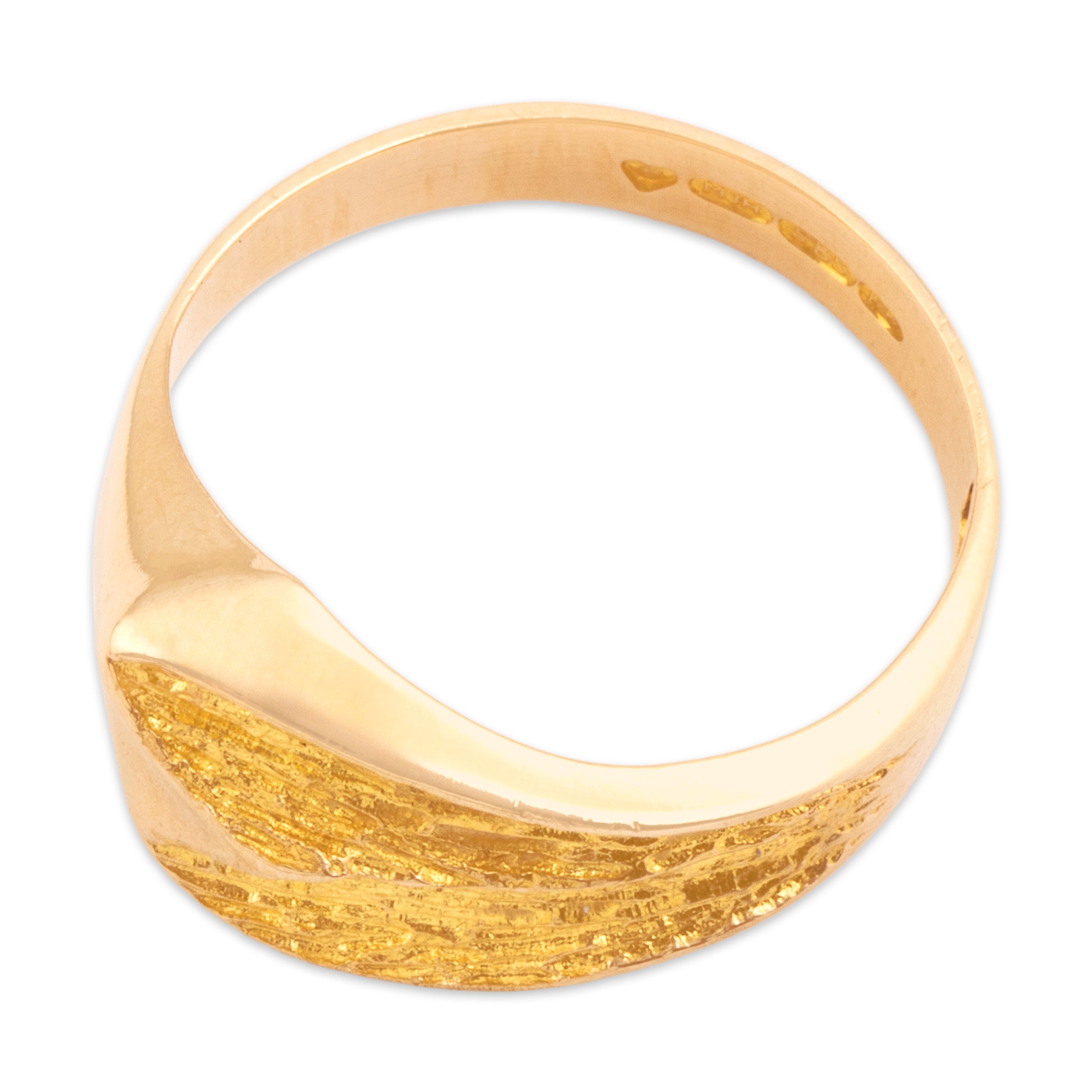 Vintage Finnish 14k Yellow Gold Dual Textured Wrap Ring - Overall view