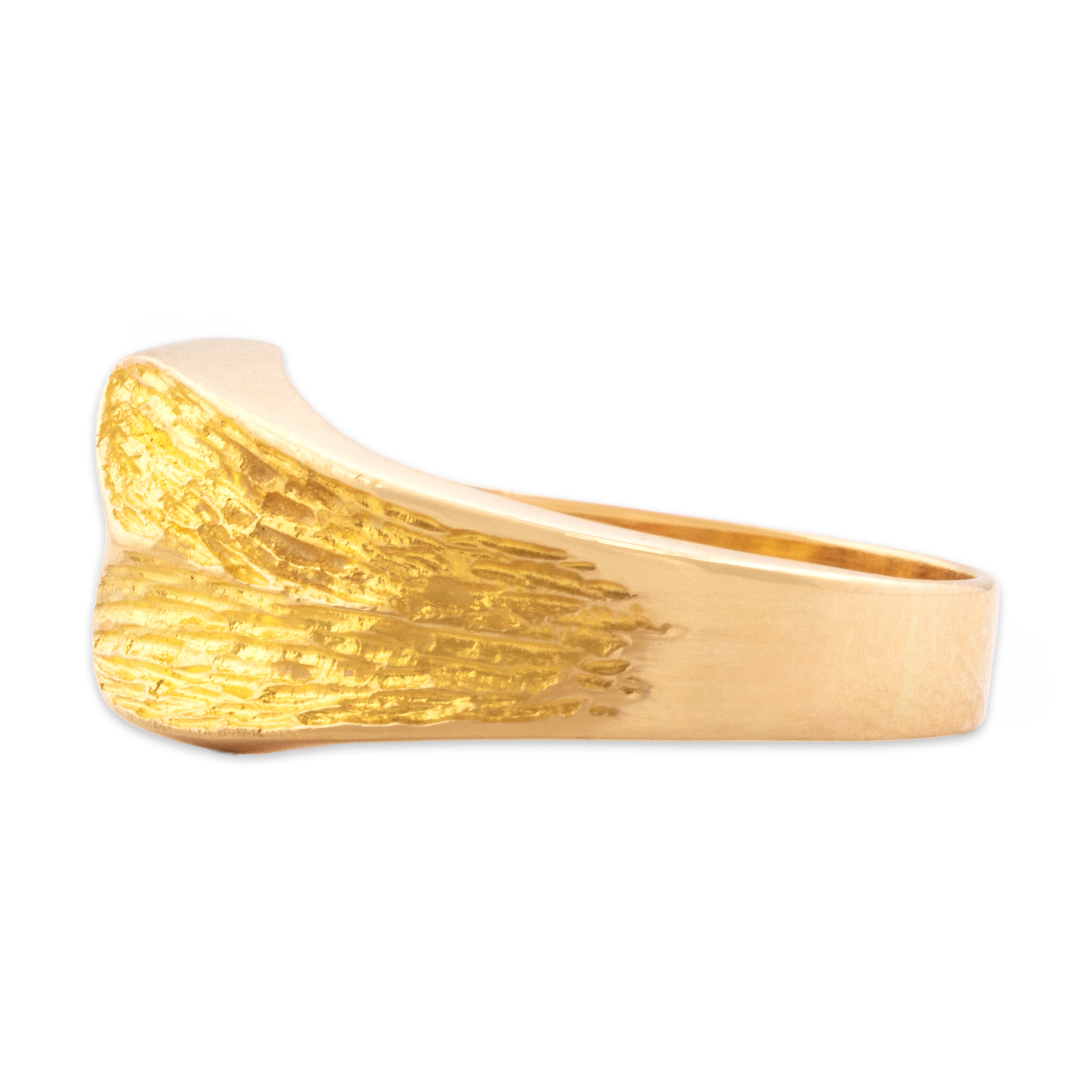 Vintage Finnish 14k Yellow Gold Dual Textured Wrap Ring - Side view