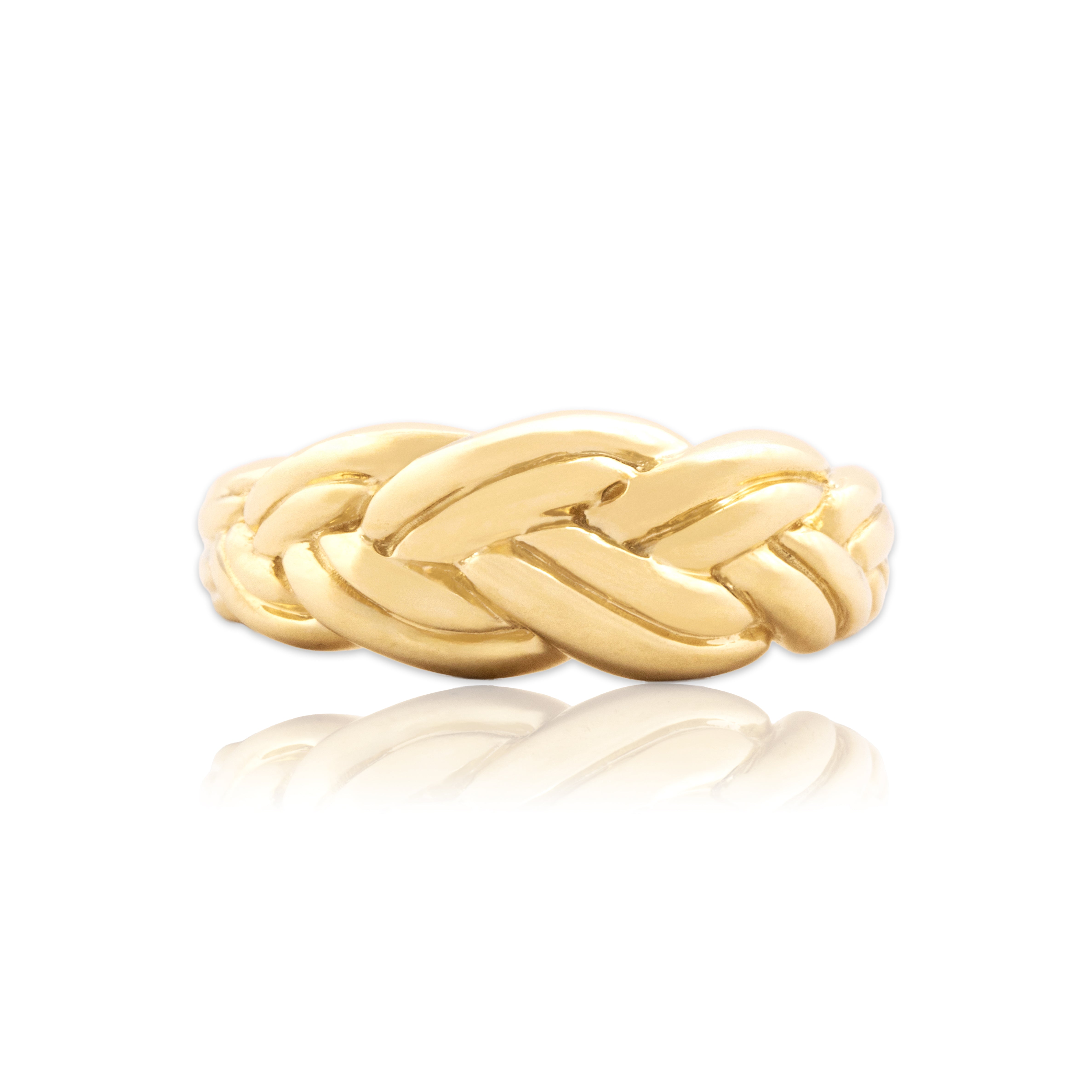 Vintage 14k Yellow Gold Chunky Double Braided Band Ring - Close-up view