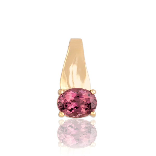 Vintage 14k Yellow Gold 1.27ct Pink Tourmaline Asymmetric Bright East-West Pendant