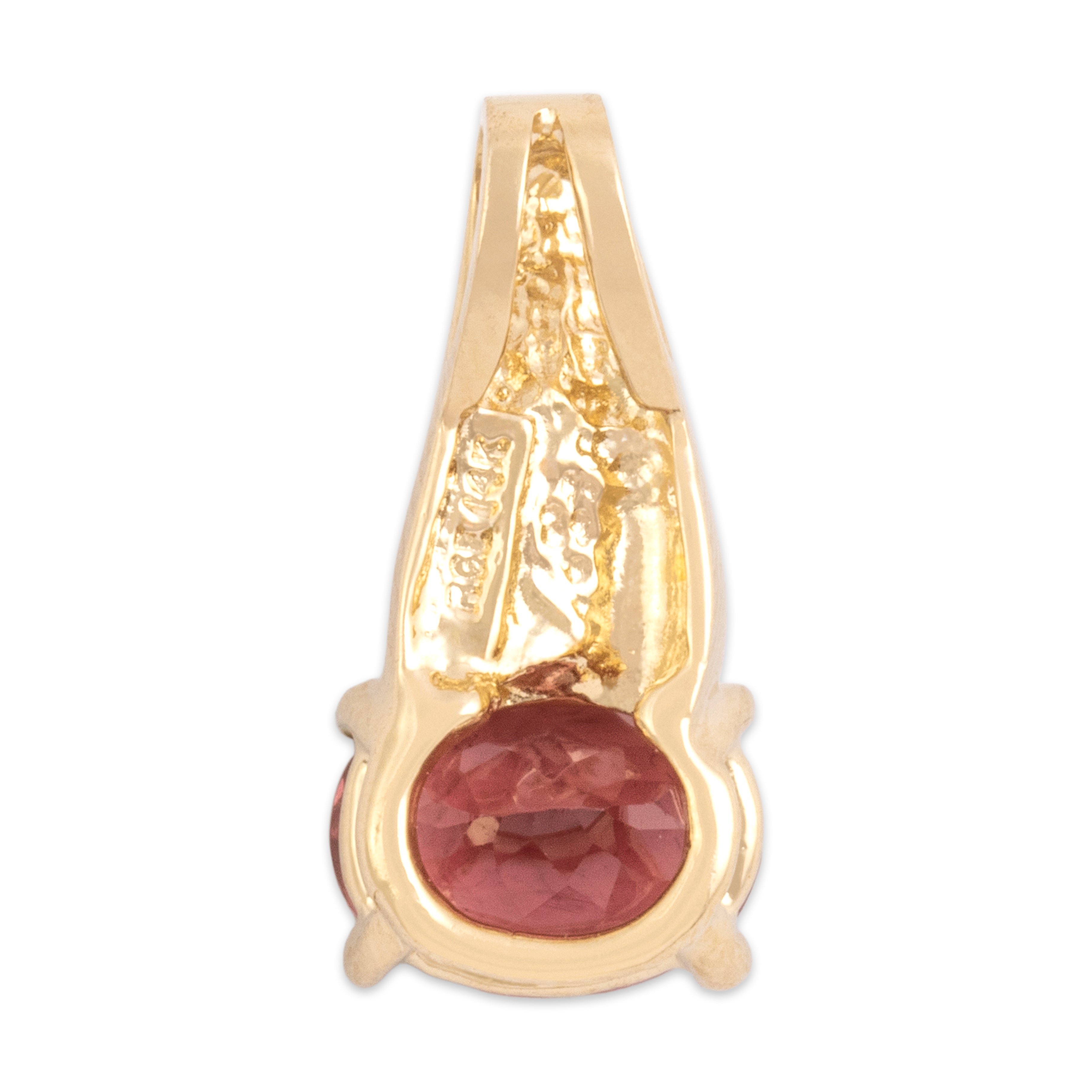 Vintage 14k Yellow Gold 1.27ct Pink Tourmaline Asymmetric Bright East-West Pendant - Back view