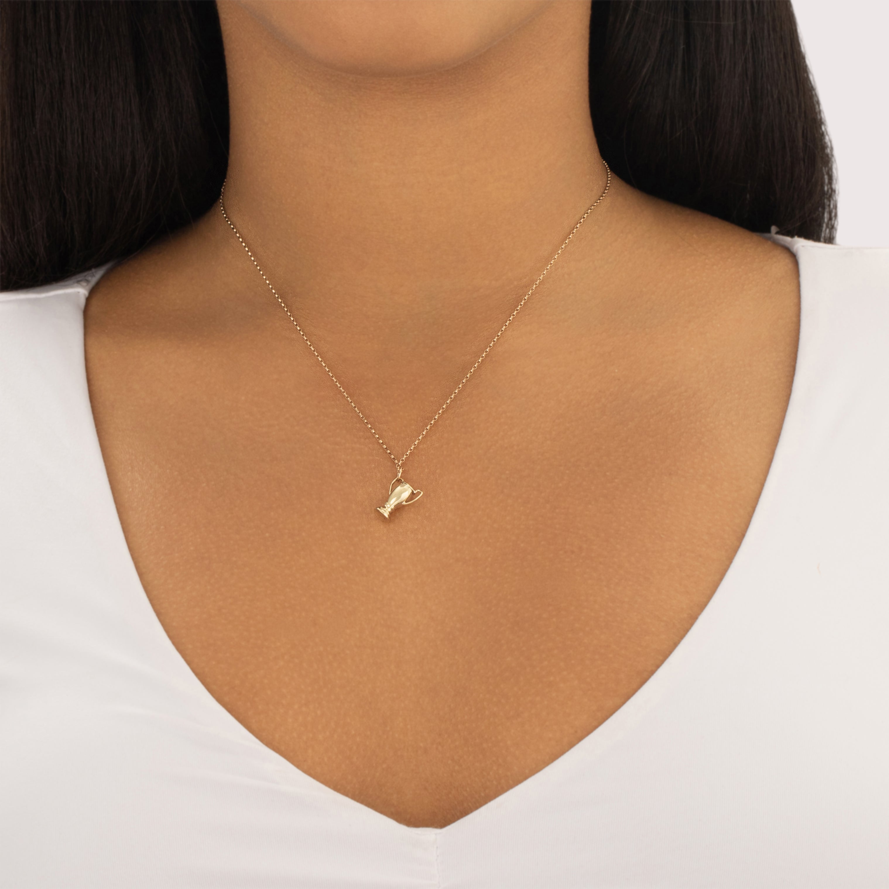 Vintage Sloan & Co. 14k Yellow Gold Champion's Trophy Charm / Pendant - On model view