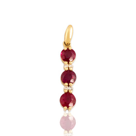 Vintage 14k Yellow Gold 1.04cttw Ruby Diamond Elegant Alternating Trio Pendant