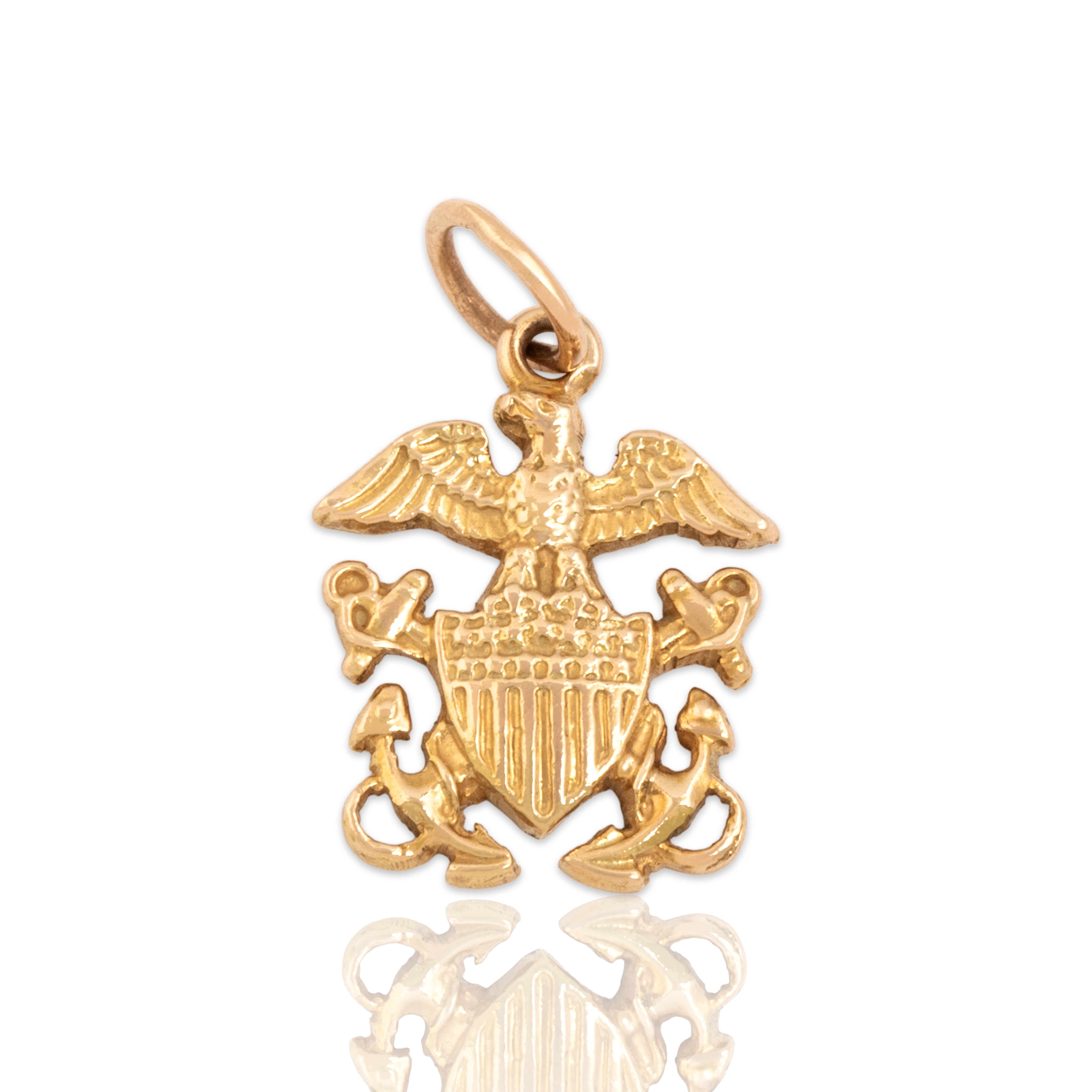 Vintage 14k Yellow Gold U.s. Navy Crest Sweetheart Charm / Pendant - Close-up view