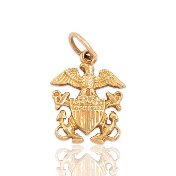 Vintage 14k Yellow Gold U.S. Navy Crest Sweetheart Charm / Pendant