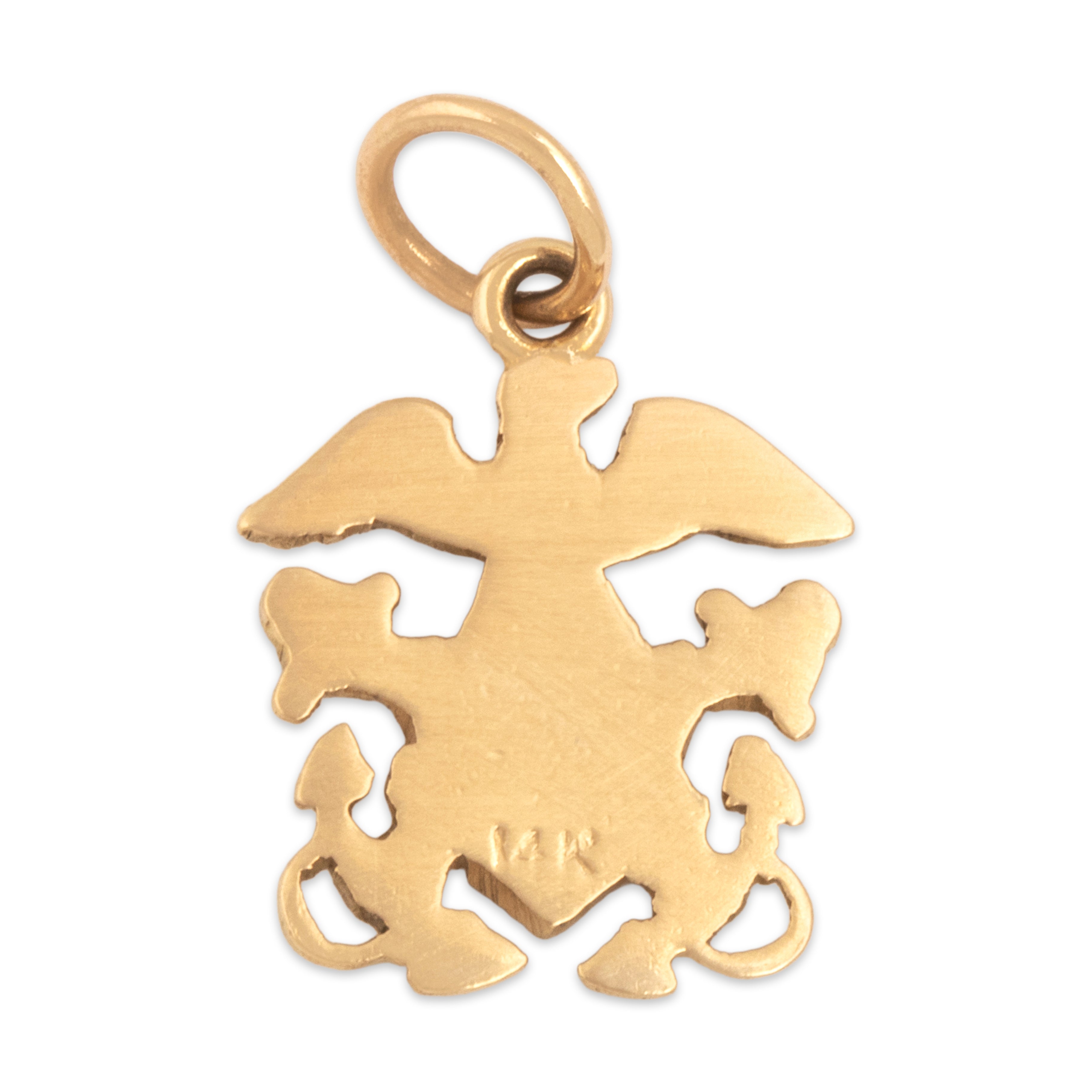 Vintage 14k Yellow Gold U.s. Navy Crest Sweetheart Charm / Pendant - Back view