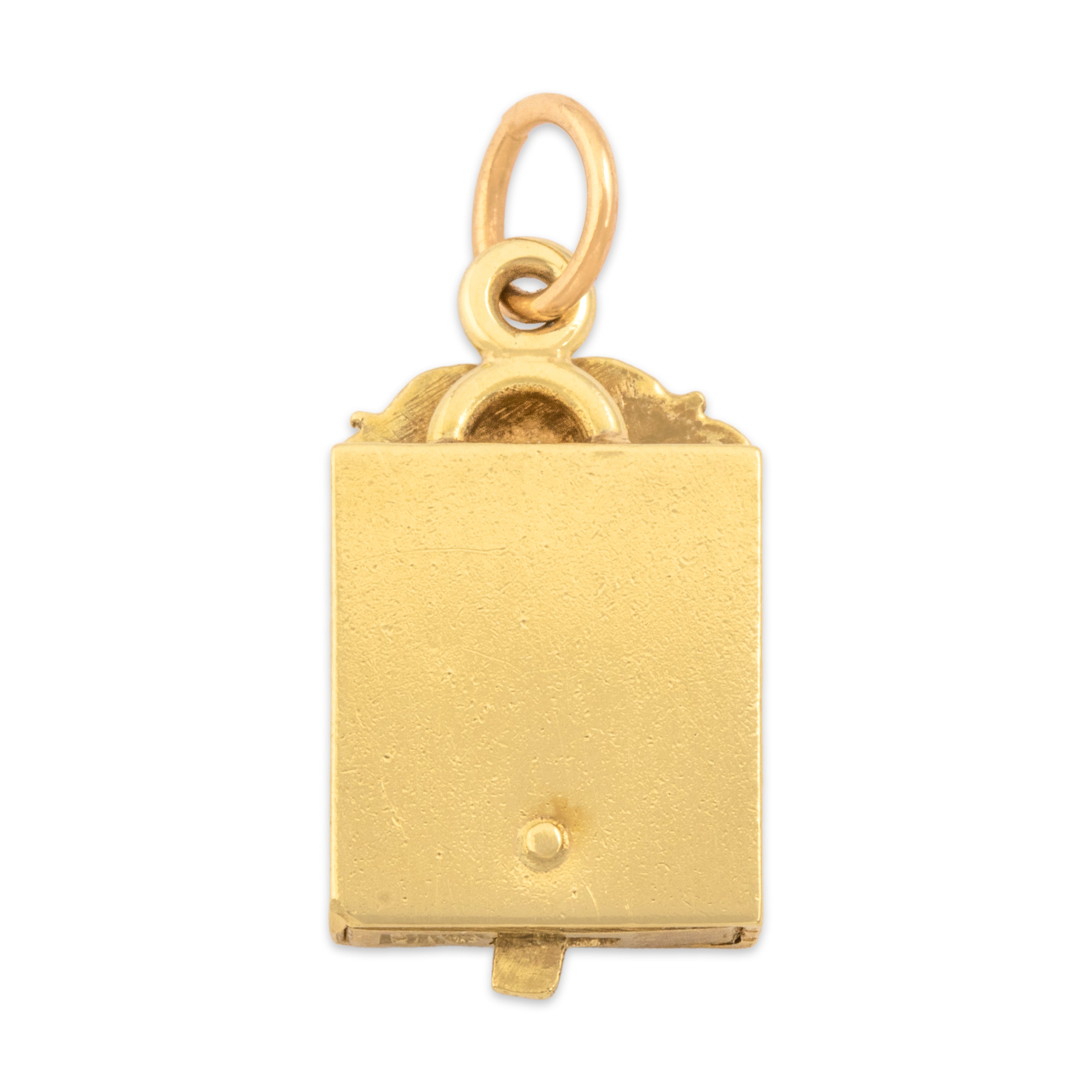 Vintage Sloan & Co. 14k Yellow Gold Articulated Enamel Punch & Judy Charm / Pendant - Back view