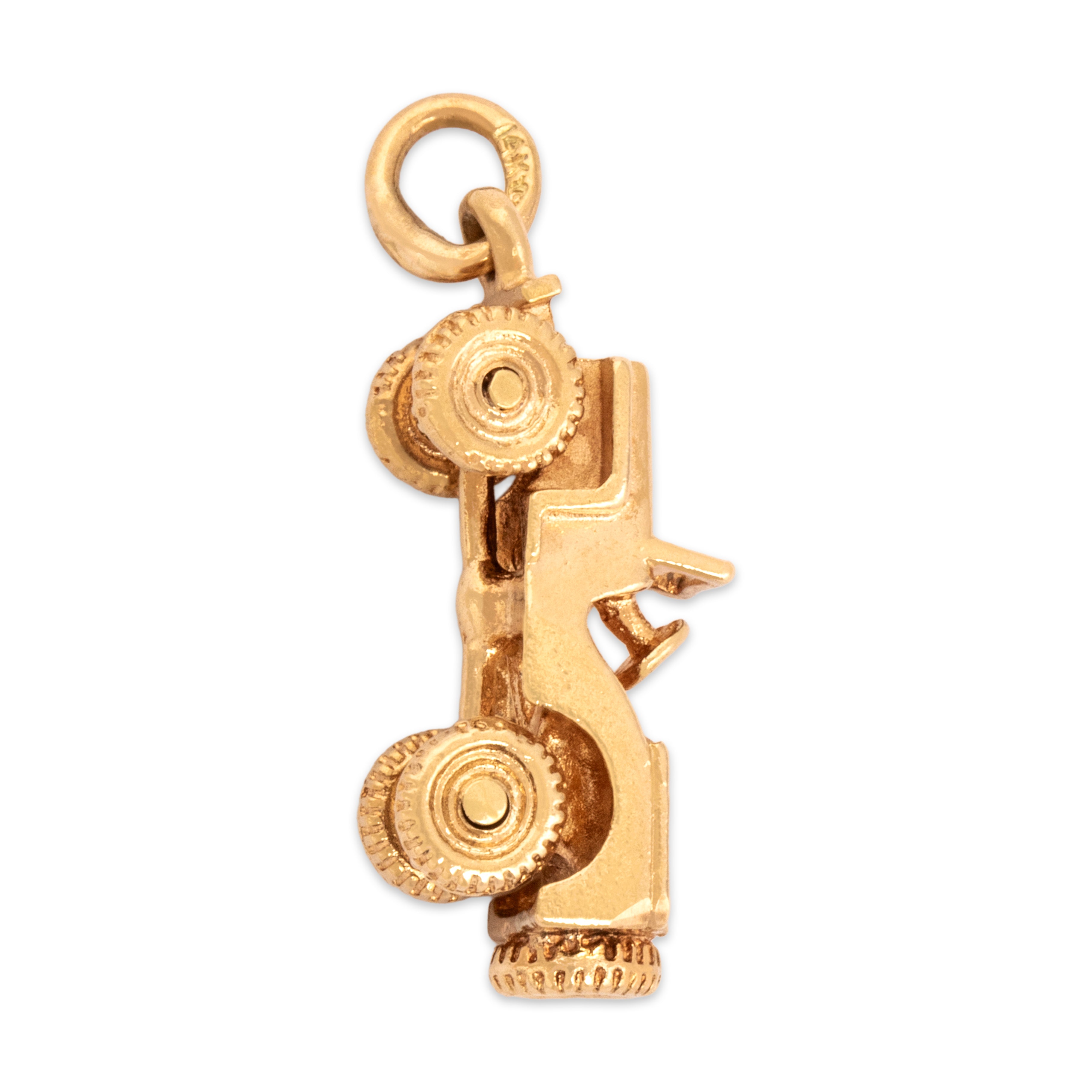 Vintage 14k Yellow Gold Articulating Military Jeep Charm / Pendant - Side view