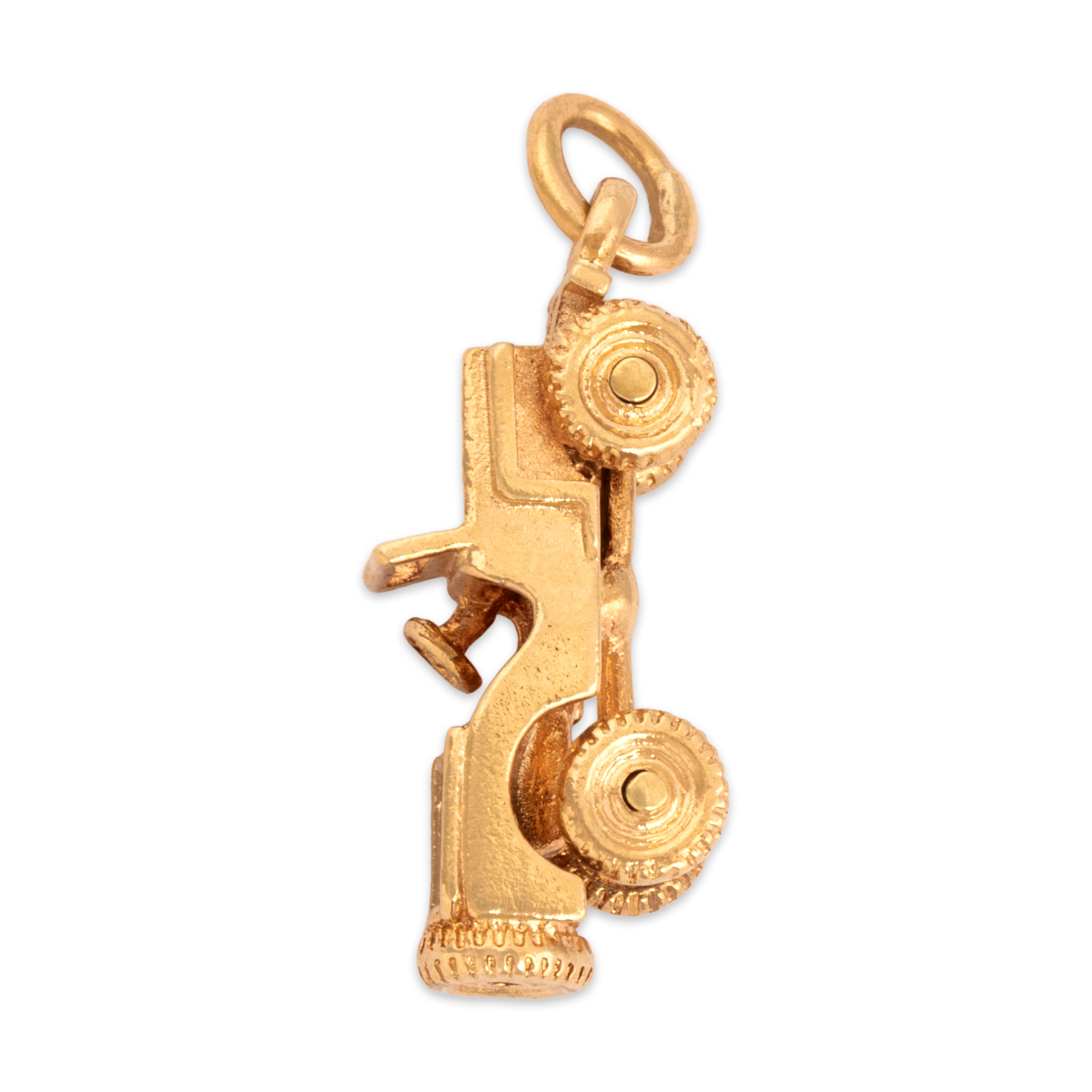 Vintage 14k Yellow Gold Articulating Military Jeep Charm / Pendant - Side view