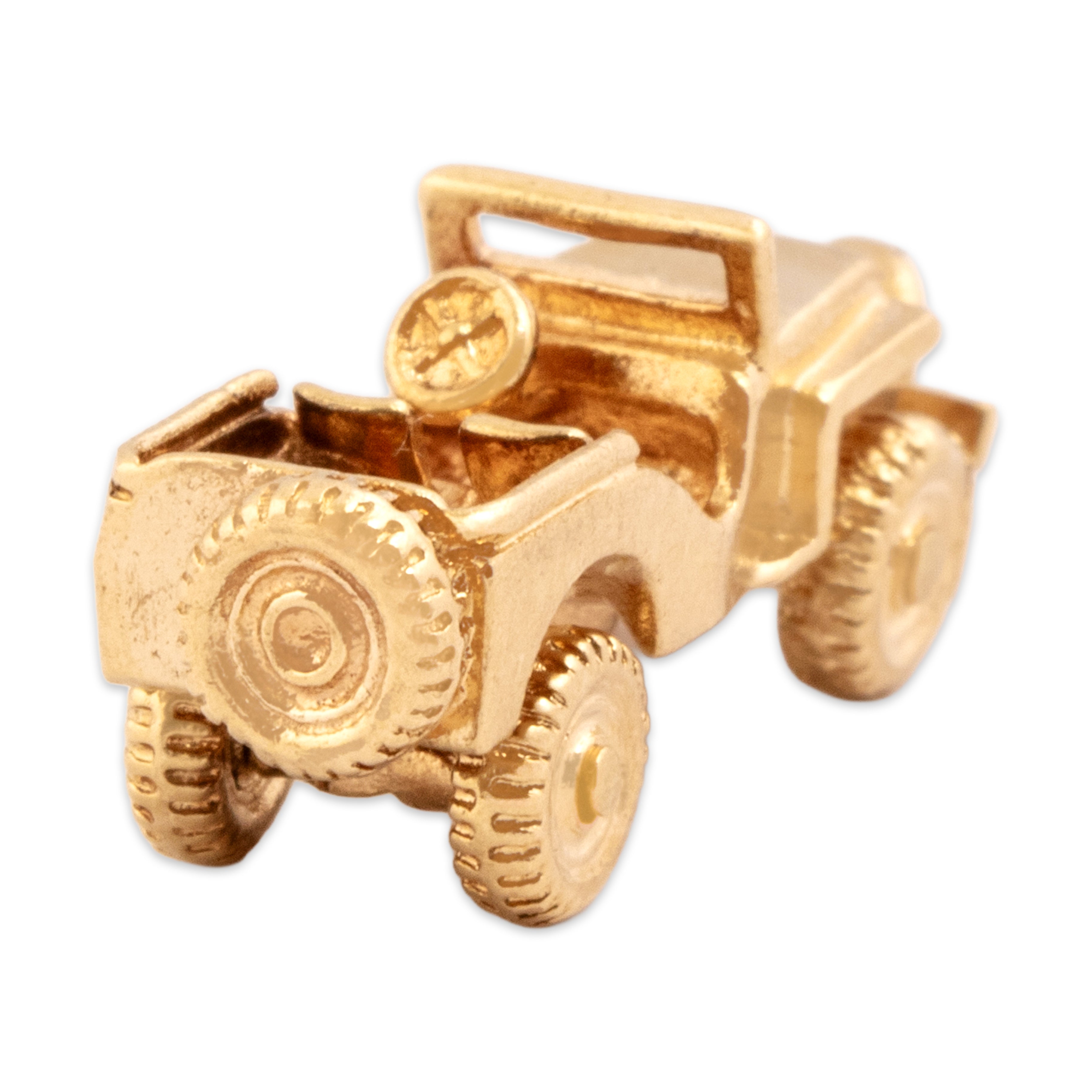 Vintage 14k Yellow Gold Articulating Military Jeep Charm / Pendant - detail view #1
