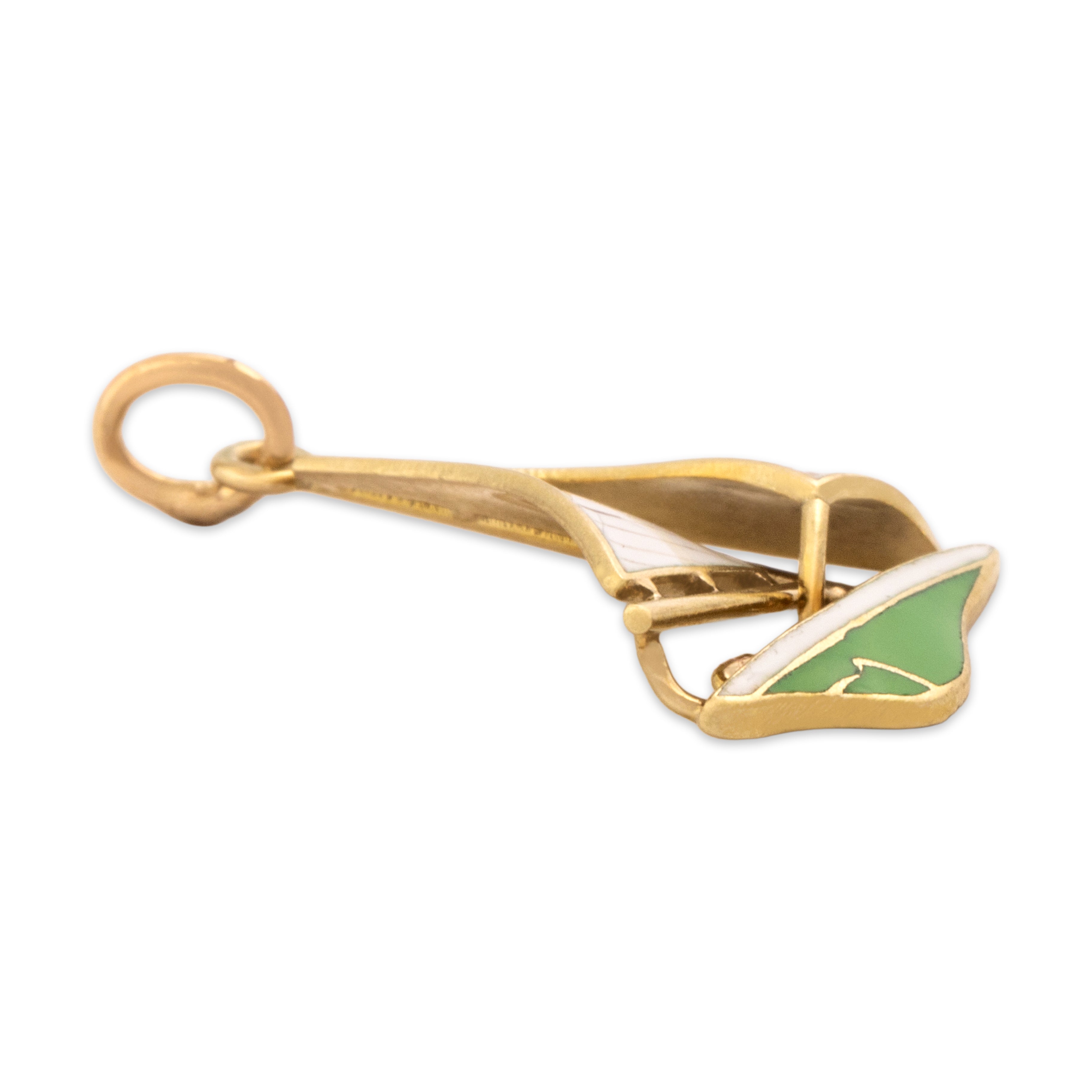 Vintage 14k Yellow Gold Nautical Enamel Sailboat Charm / Pendant - Side view