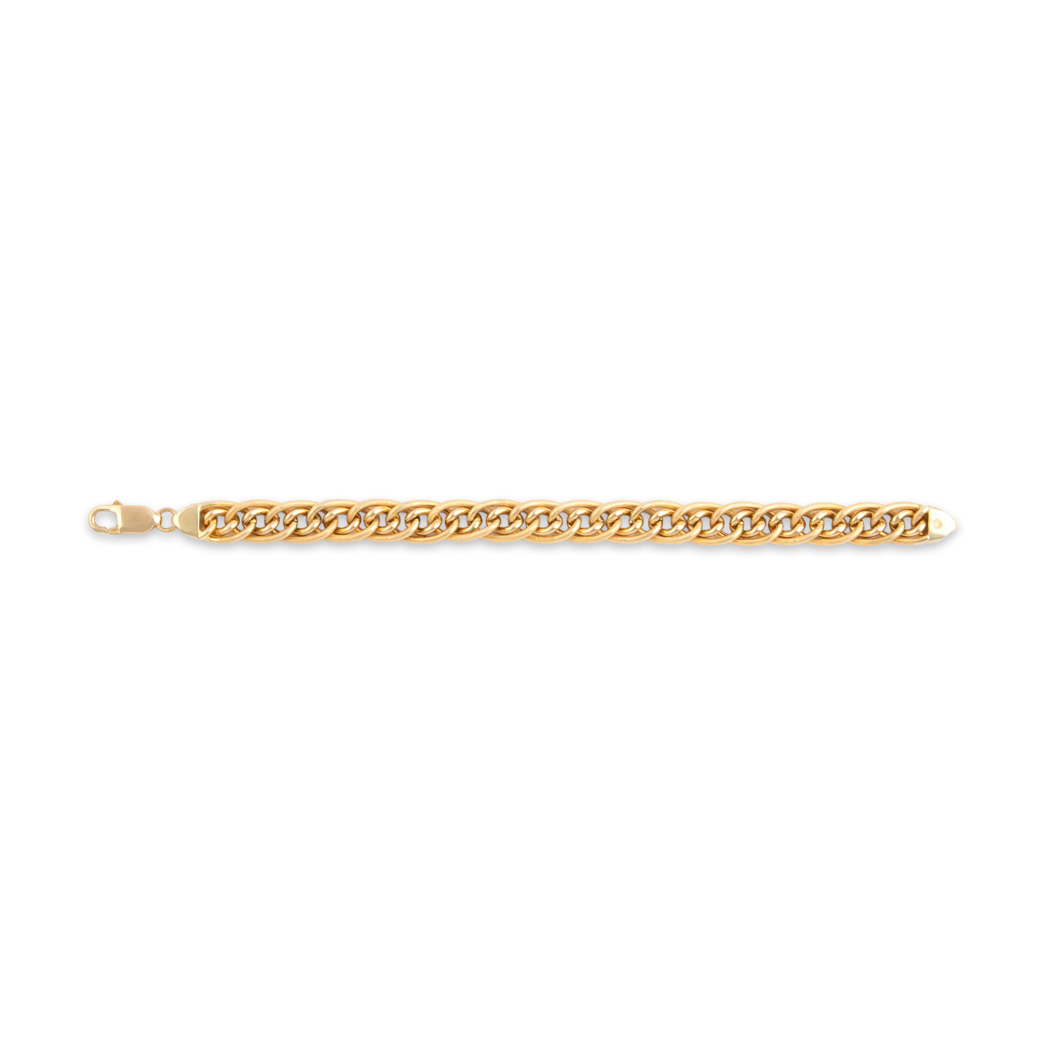 Vintage Italian 14k Yellow Gold Chic Textured Mixed Cable Link Bracelet - Overall view