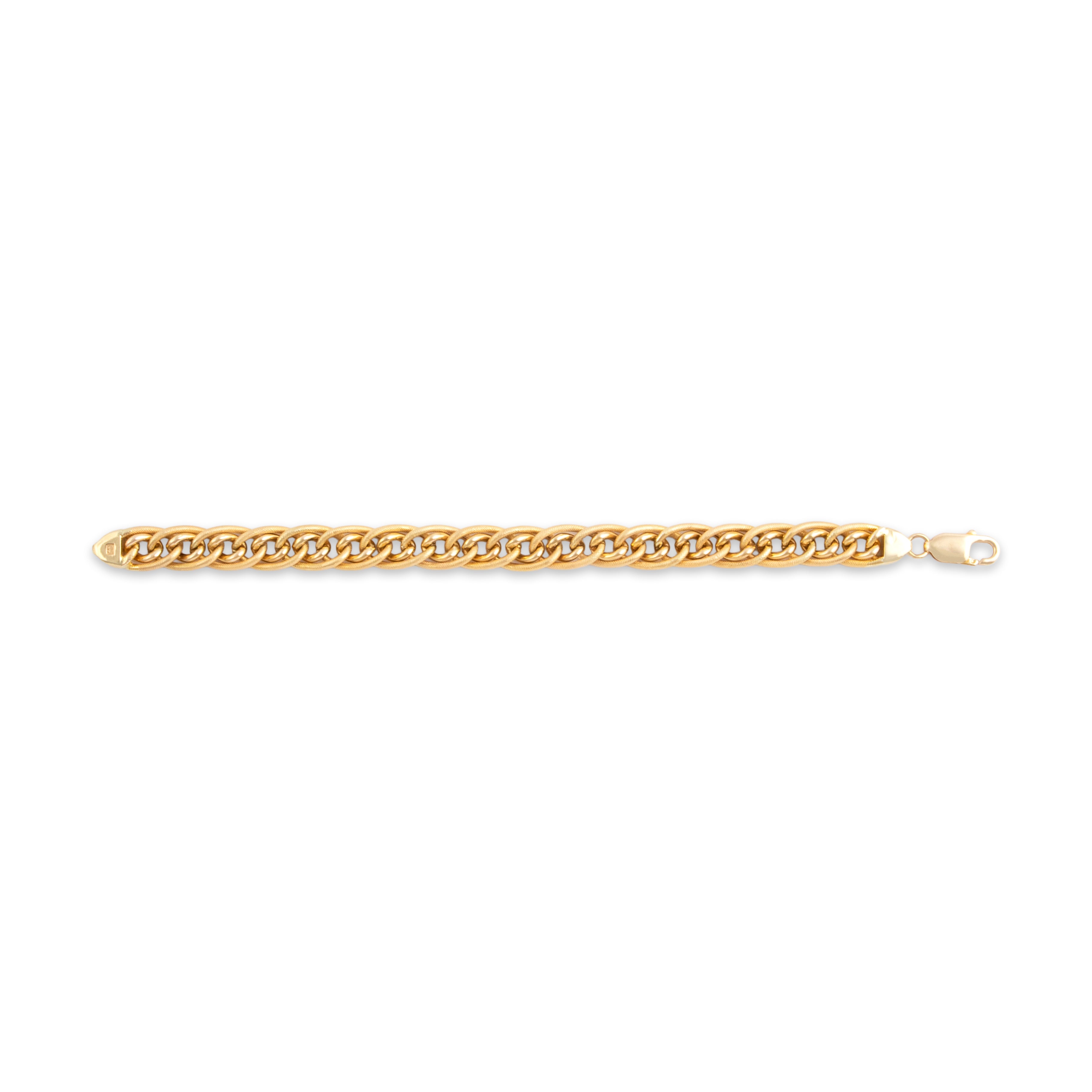 Vintage Italian 14k Yellow Gold Chic Textured Mixed Cable Link Bracelet - Back view
