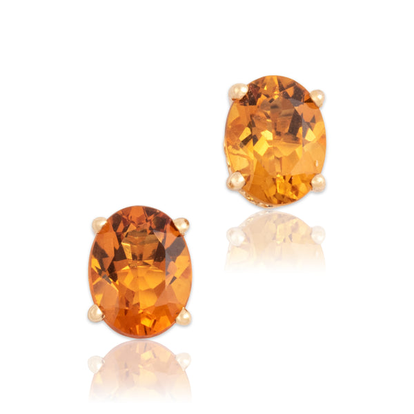 Vintage 14k Yellow Gold 2.07cttw Citrine Lotus Basket Stud Earrings